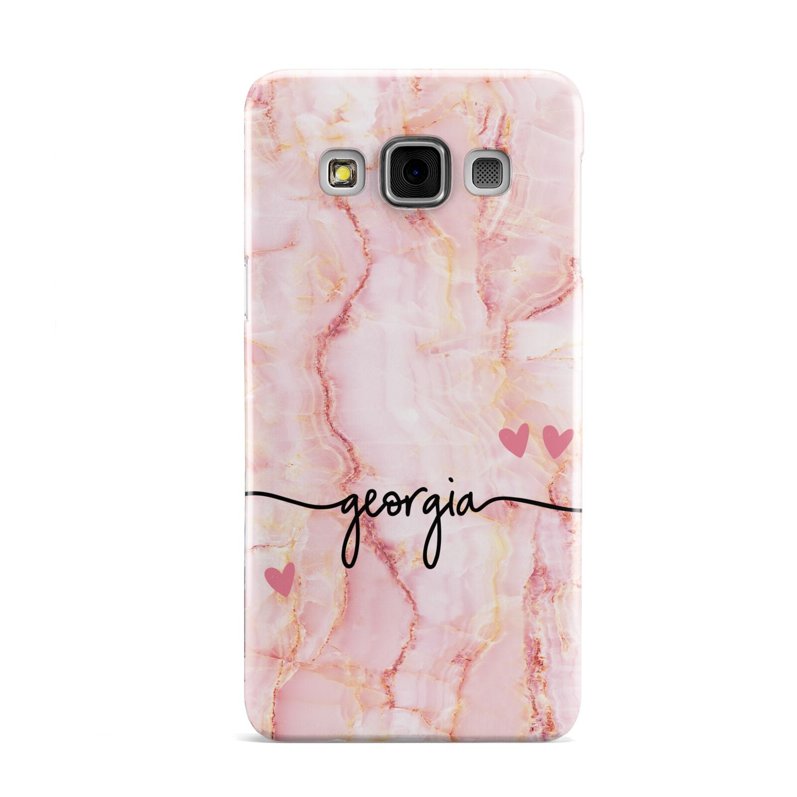 Personalised Pink Gold Agate Handwriting Text Samsung Galaxy A3 Case