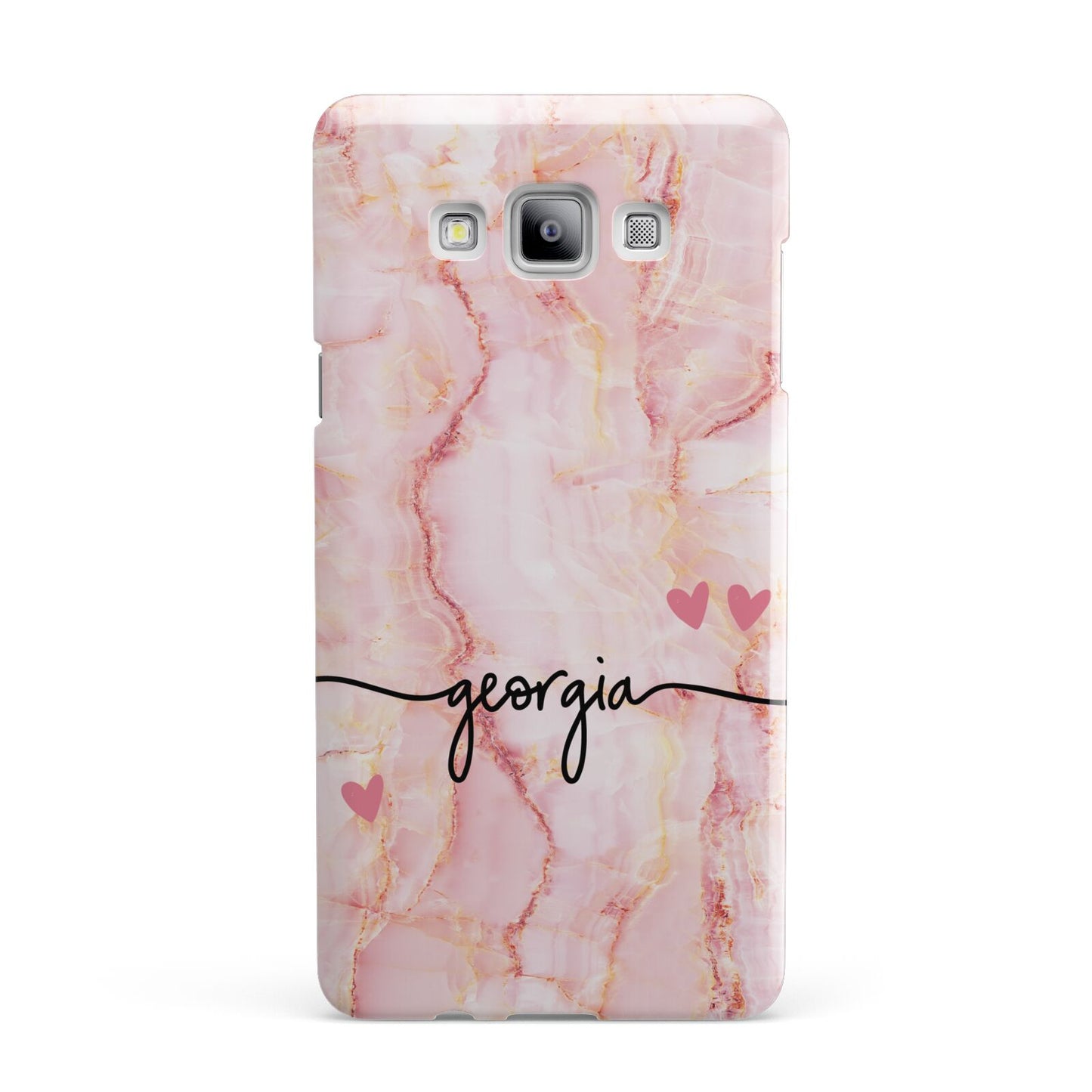 Personalised Pink Gold Agate Handwriting Text Samsung Galaxy A7 2015 Case