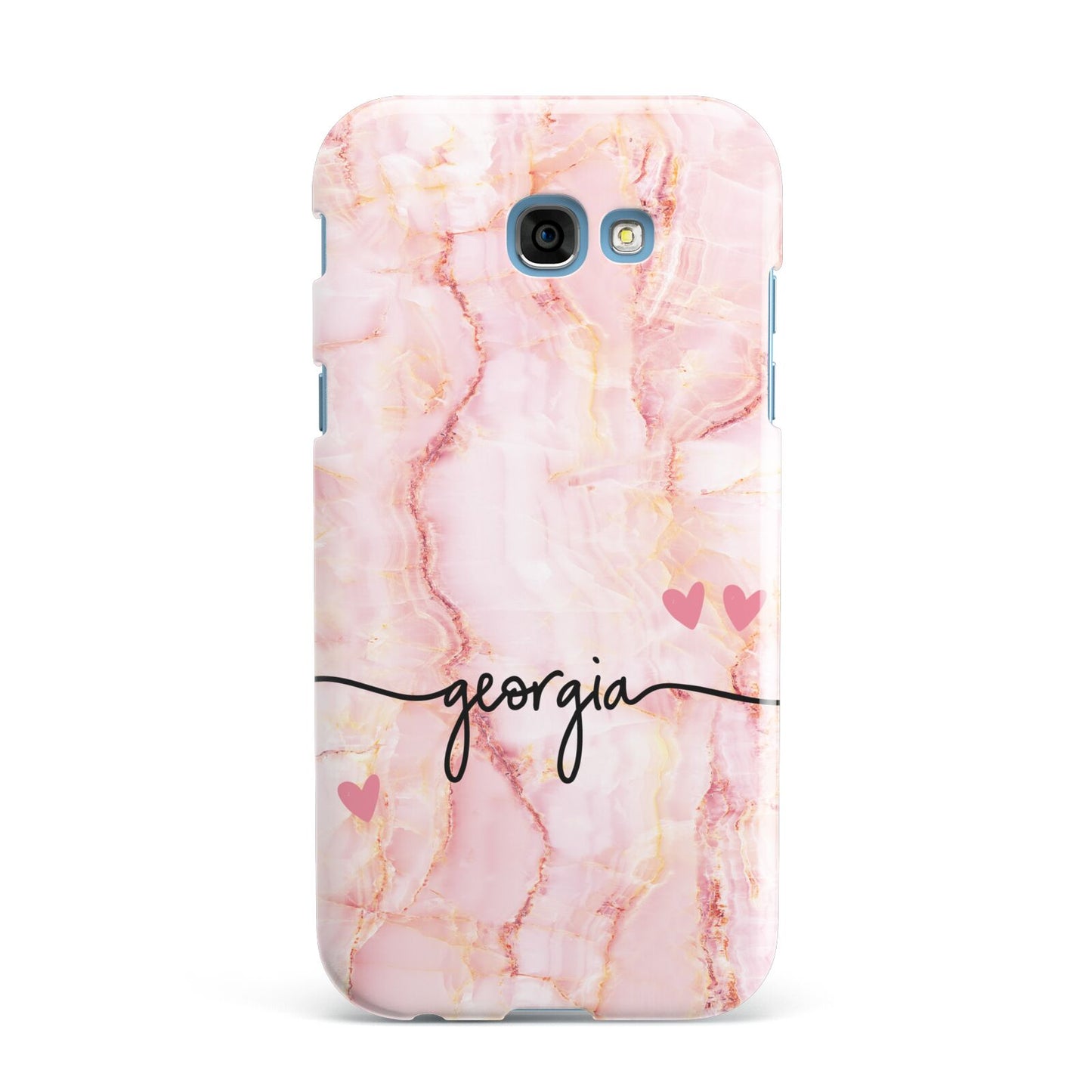 Personalised Pink Gold Agate Handwriting Text Samsung Galaxy A7 2017 Case