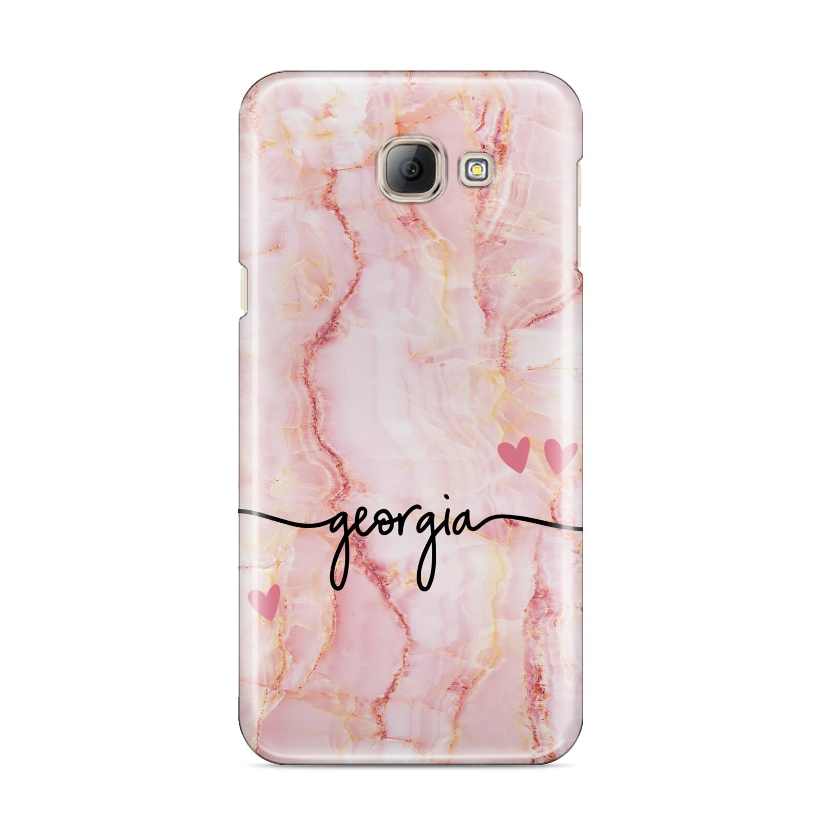 Personalised Pink Gold Agate Handwriting Text Samsung Galaxy A8 2016 Case