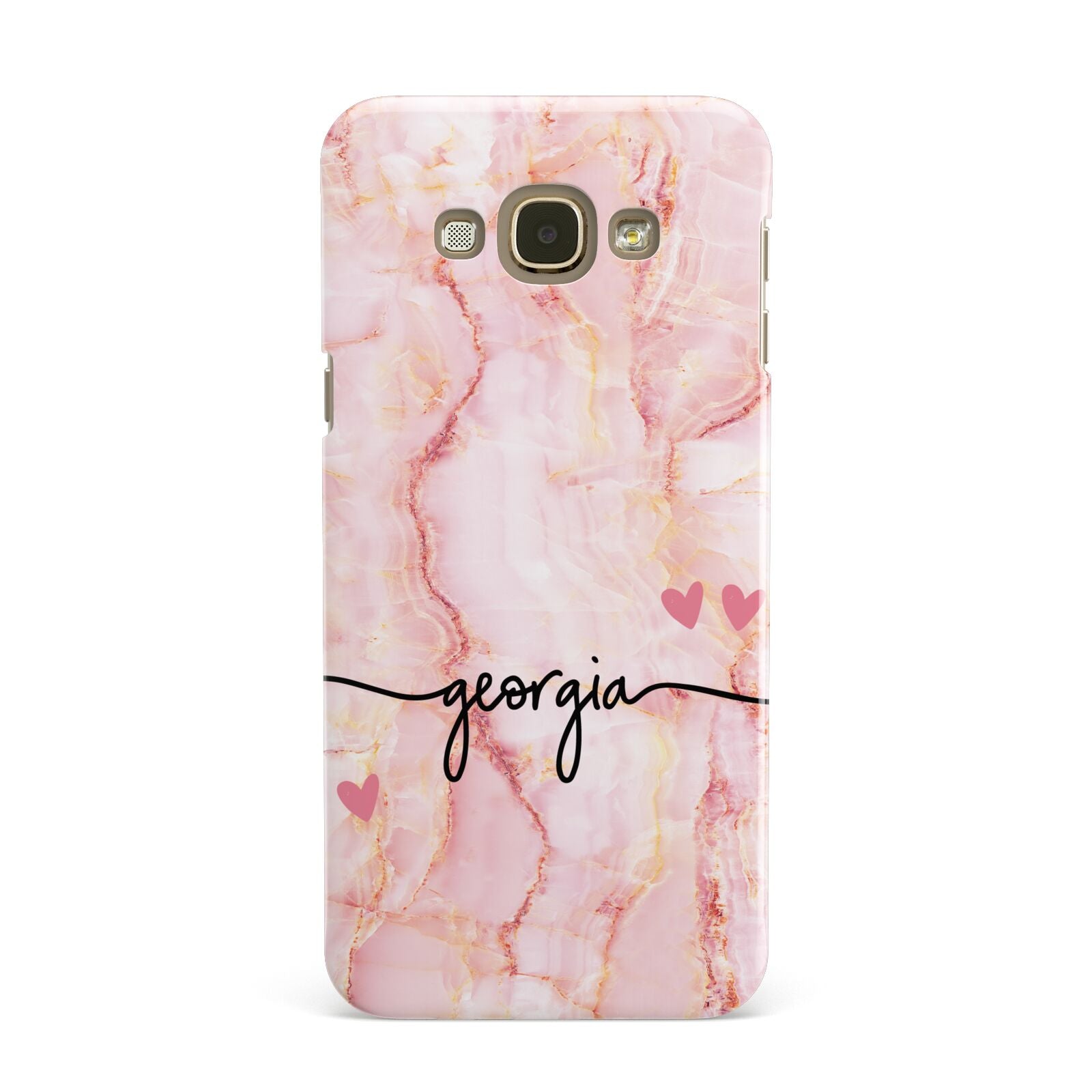 Personalised Pink Gold Agate Handwriting Text Samsung Galaxy A8 Case