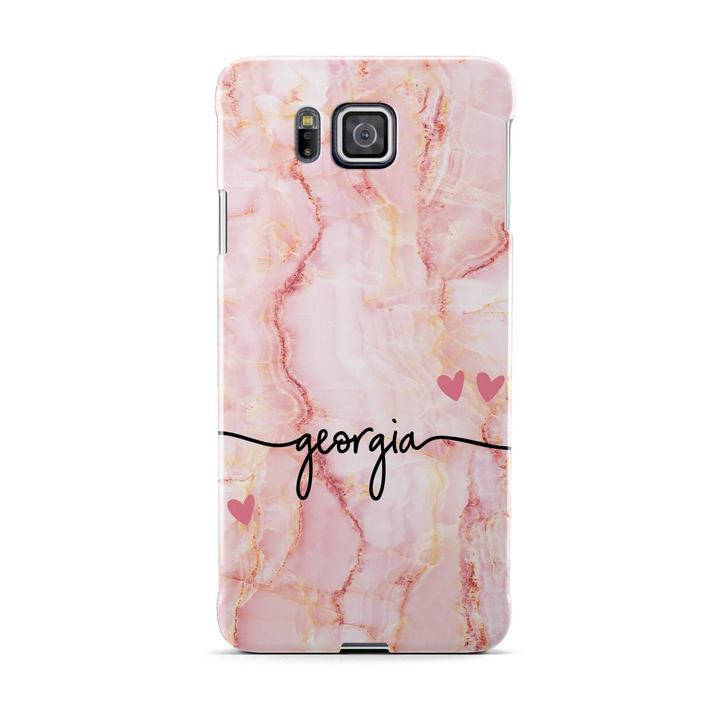 Personalised Pink Gold Agate Handwriting Text Samsung Galaxy Alpha Case