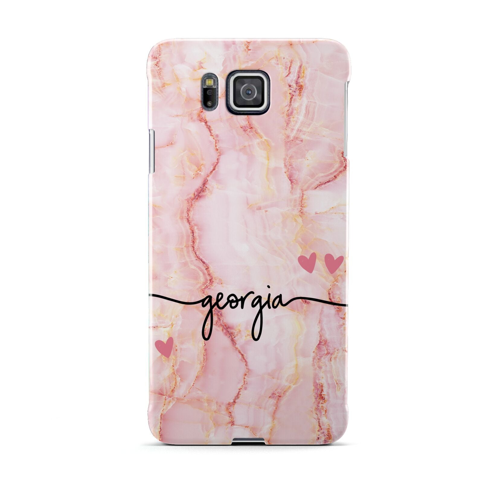 Personalised Pink Gold Agate Handwriting Text Samsung Galaxy Alpha Case