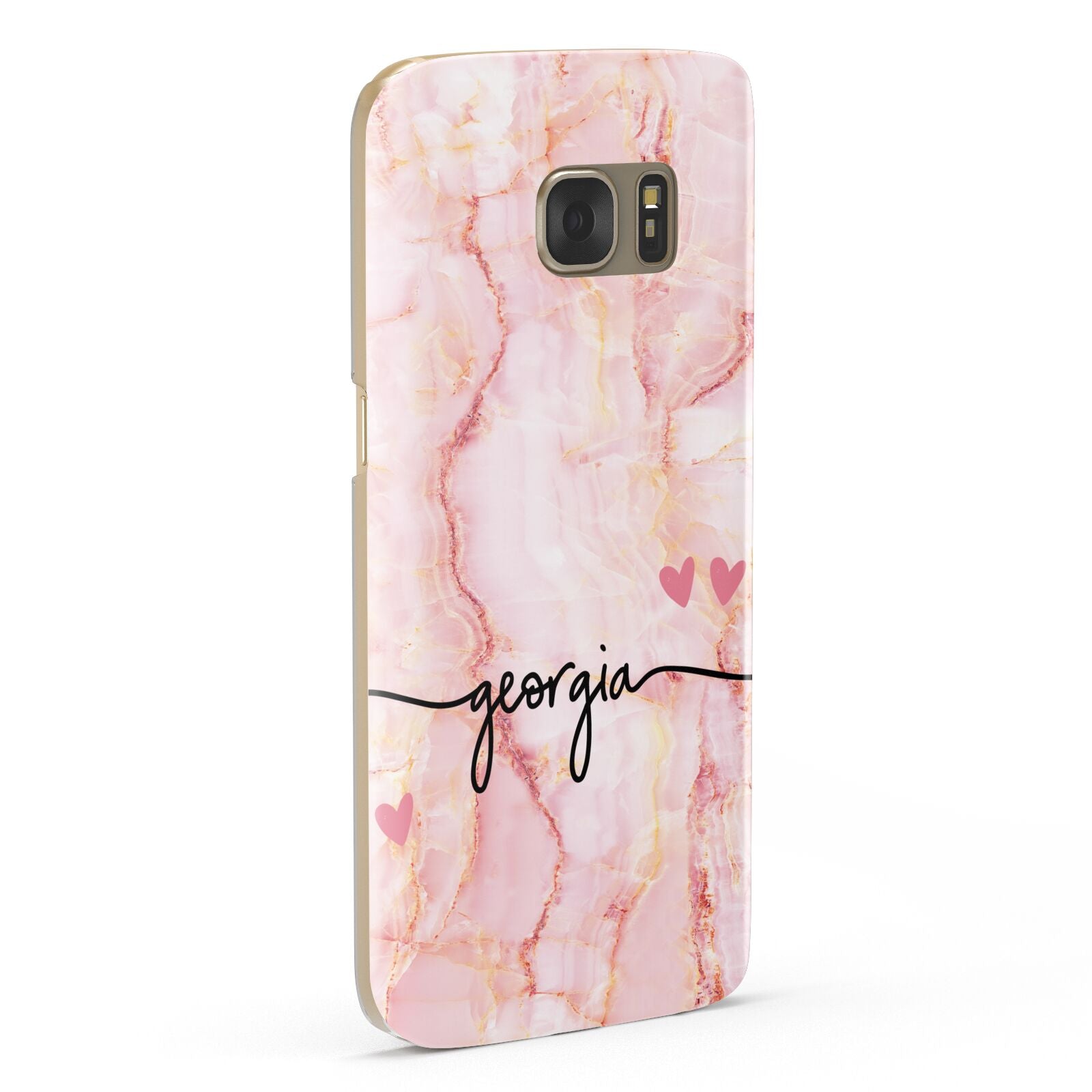 Personalised Pink Gold Agate Handwriting Text Samsung Galaxy Case Fourty Five Degrees