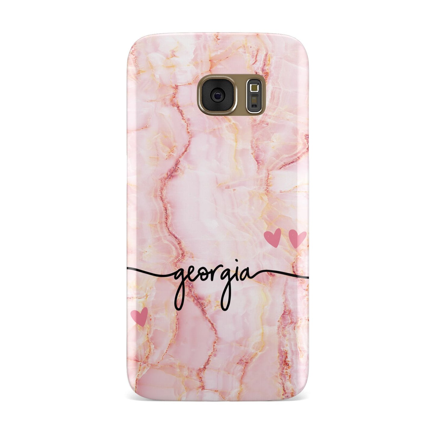 Personalised Pink Gold Agate Handwriting Text Samsung Galaxy Case