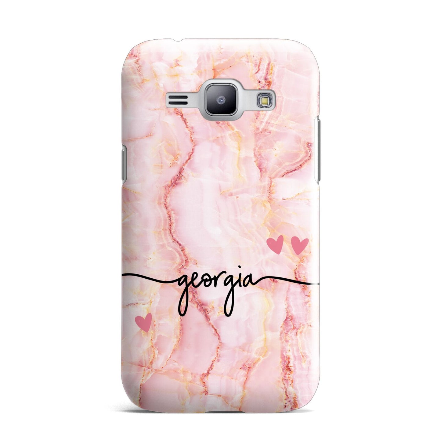 Personalised Pink Gold Agate Handwriting Text Samsung Galaxy J1 2015 Case