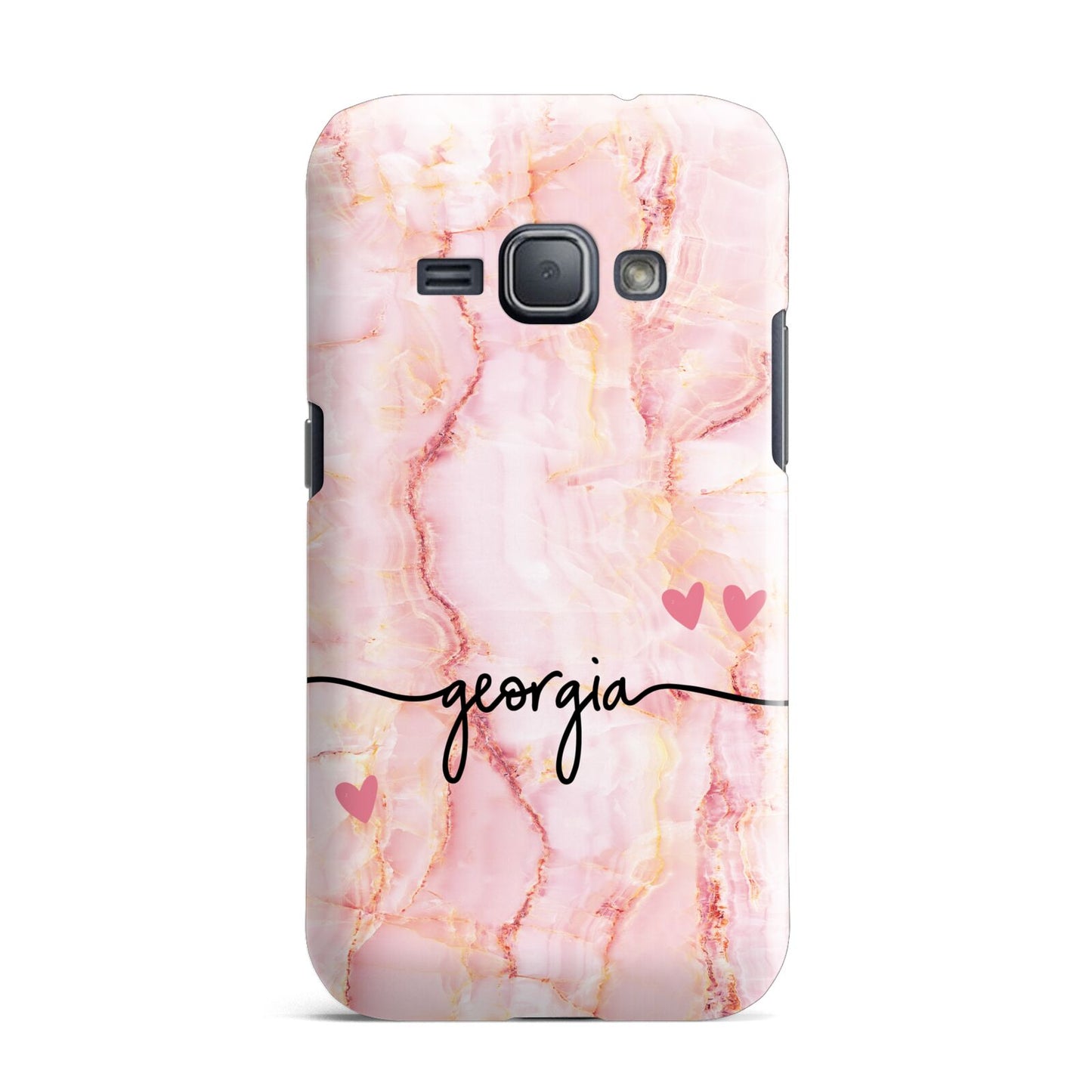 Personalised Pink Gold Agate Handwriting Text Samsung Galaxy J1 2016 Case