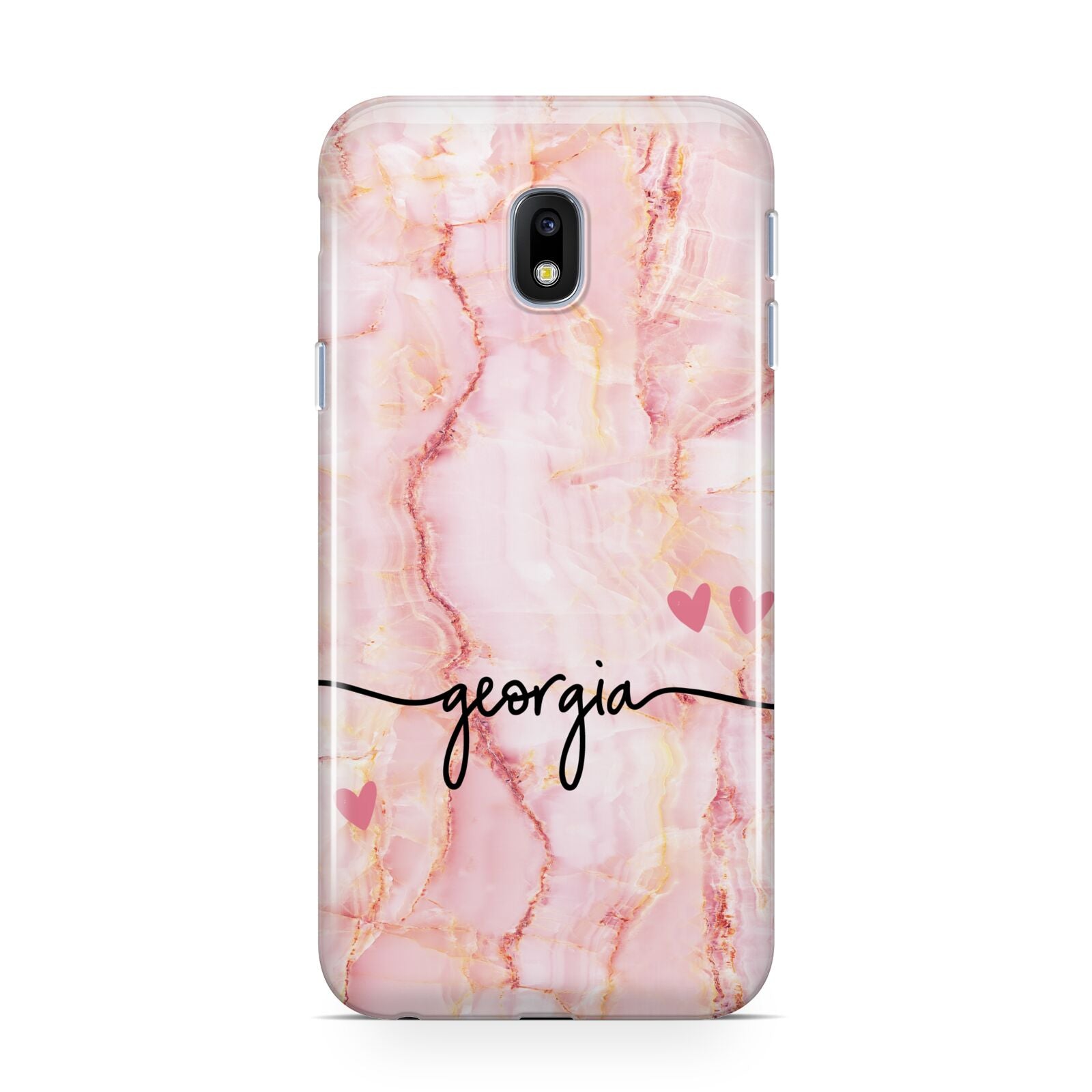 Personalised Pink Gold Agate Handwriting Text Samsung Galaxy J3 2017 Case