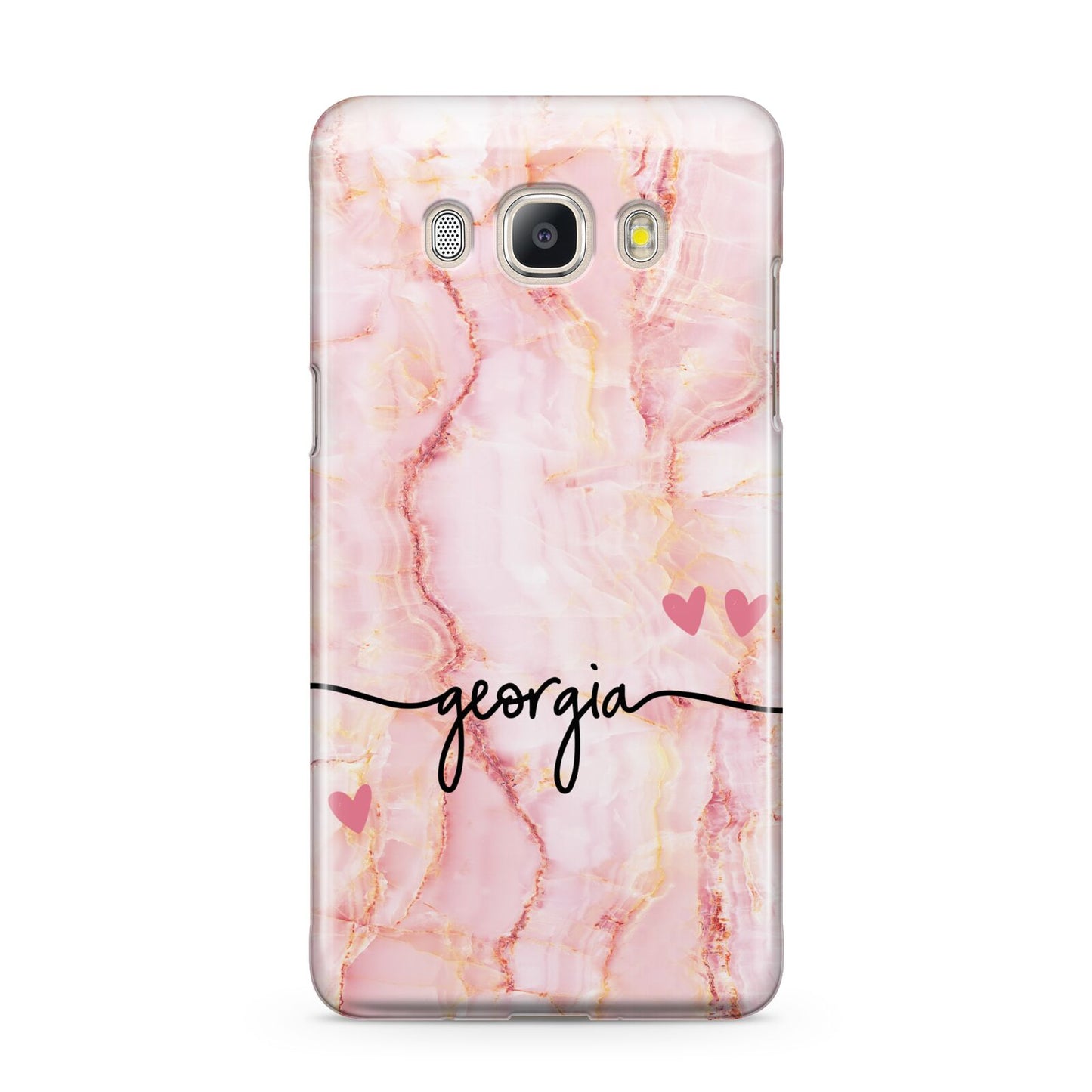 Personalised Pink Gold Agate Handwriting Text Samsung Galaxy J5 2016 Case