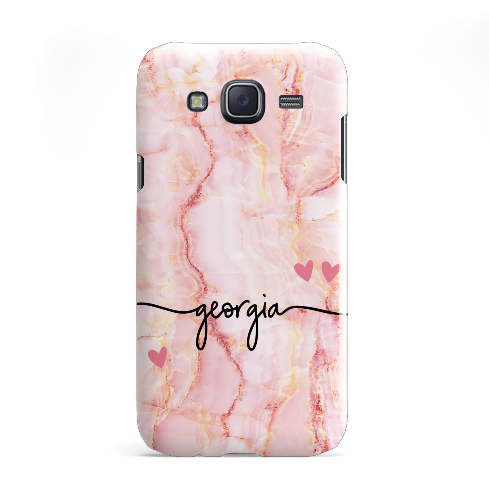 Personalised Pink Gold Agate Handwriting Text Samsung Galaxy J5 Case