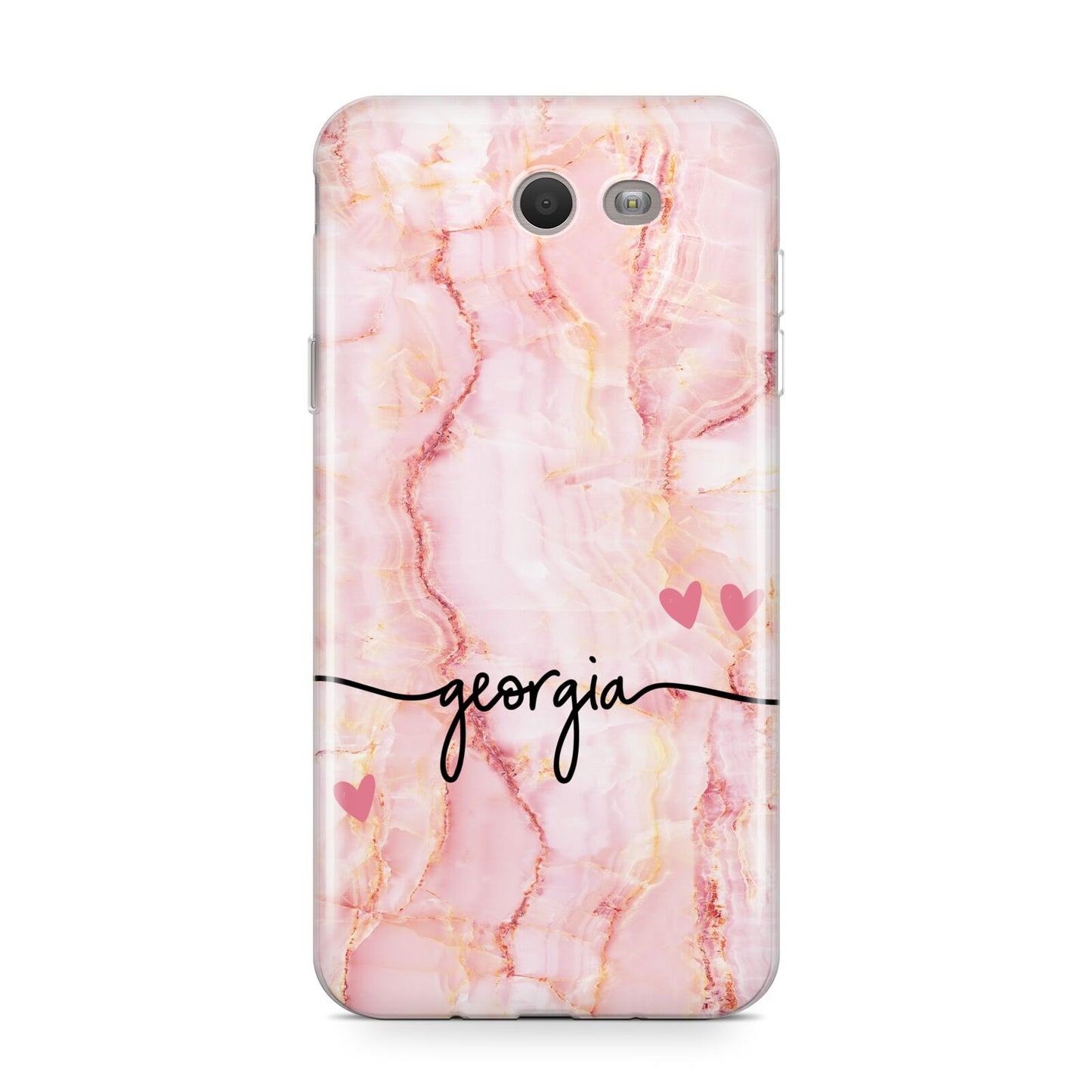 Personalised Pink Gold Agate Handwriting Text Samsung Galaxy J7 2017 Case