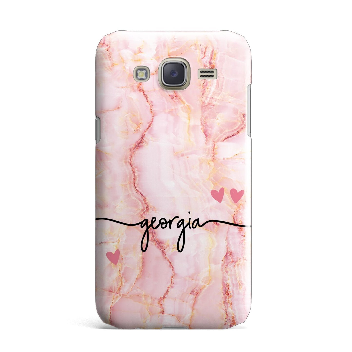 Personalised Pink Gold Agate Handwriting Text Samsung Galaxy J7 Case