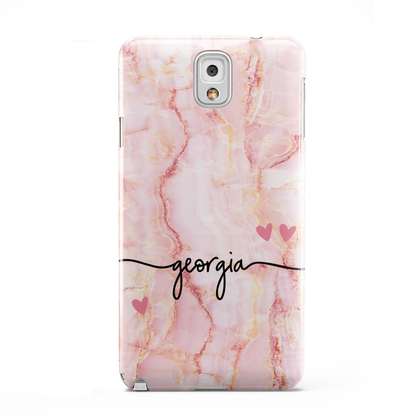 Personalised Pink Gold Agate Handwriting Text Samsung Galaxy Note 3 Case