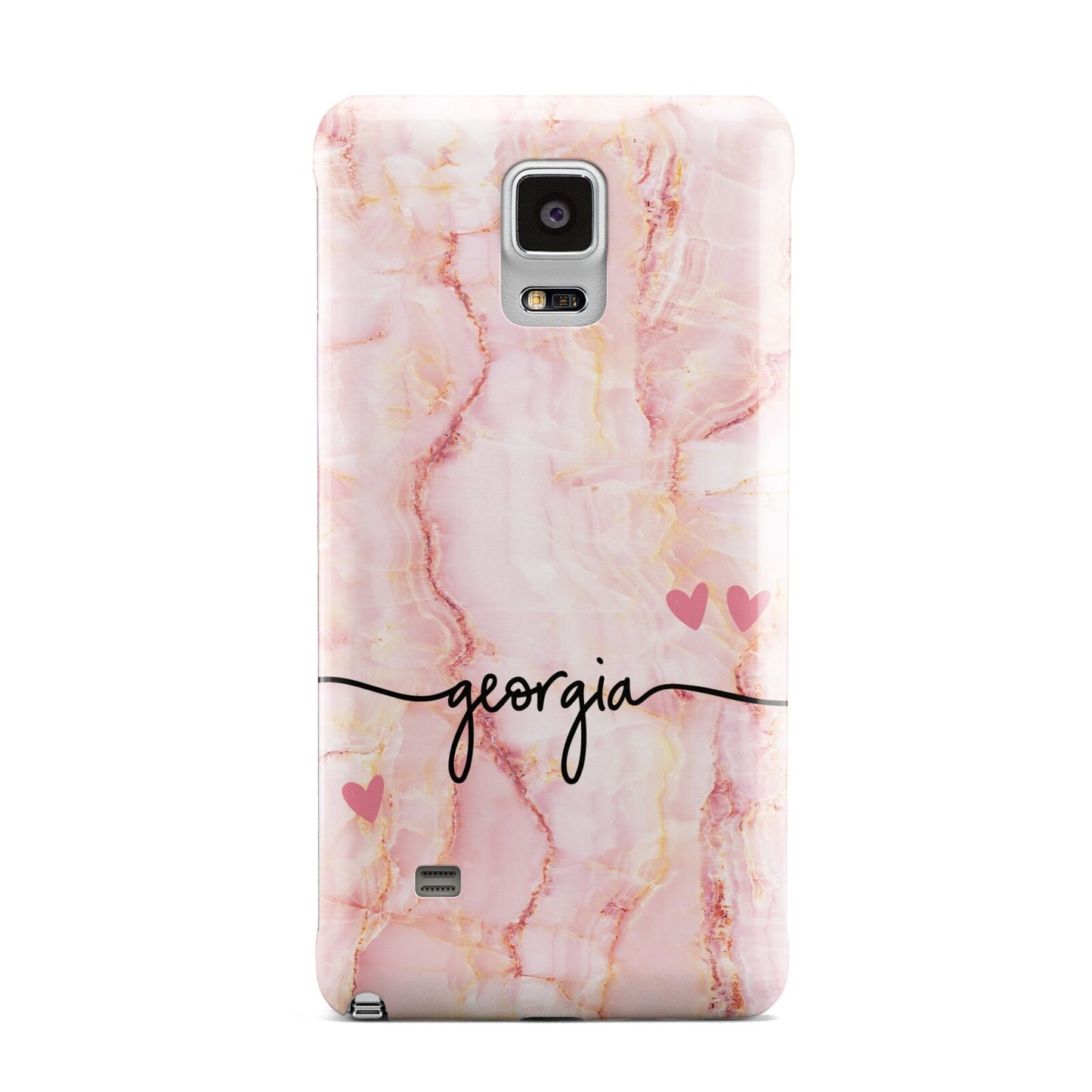 Personalised Pink Gold Agate Handwriting Text Samsung Galaxy Note 4 Case