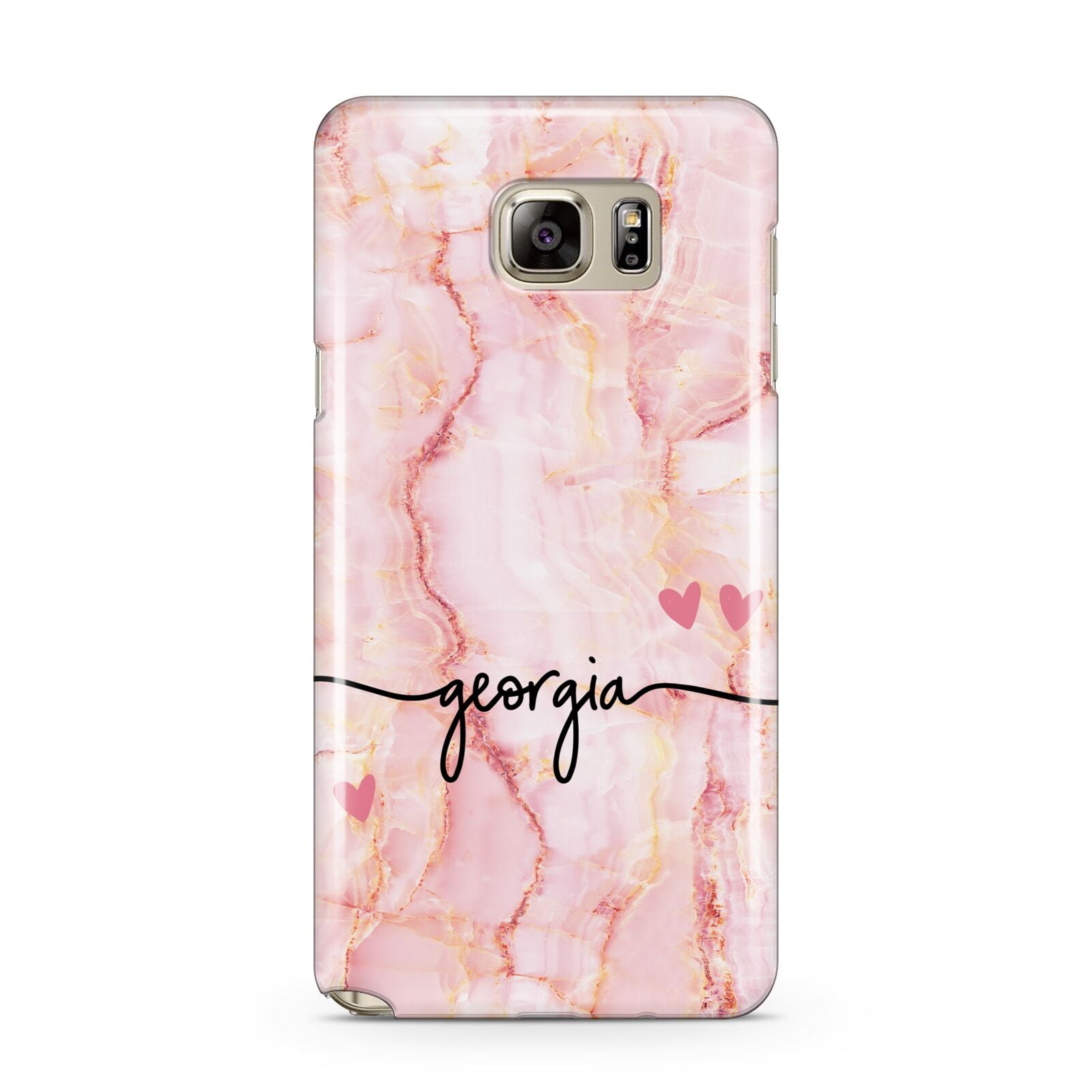 Personalised Pink Gold Agate Handwriting Text Samsung Galaxy Note 5 Case