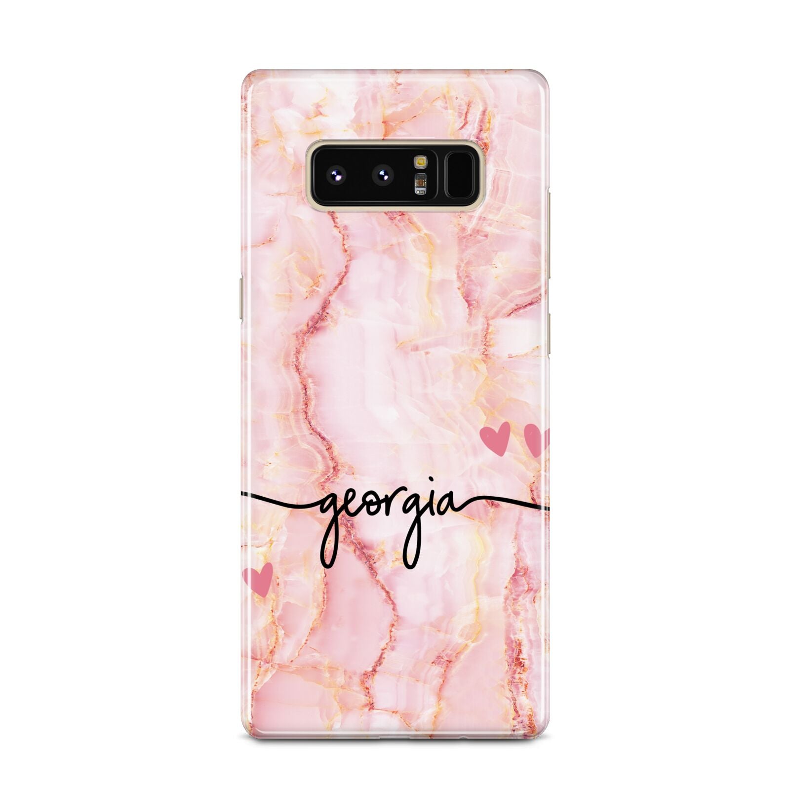 Personalised Pink Gold Agate Handwriting Text Samsung Galaxy Note 8 Case