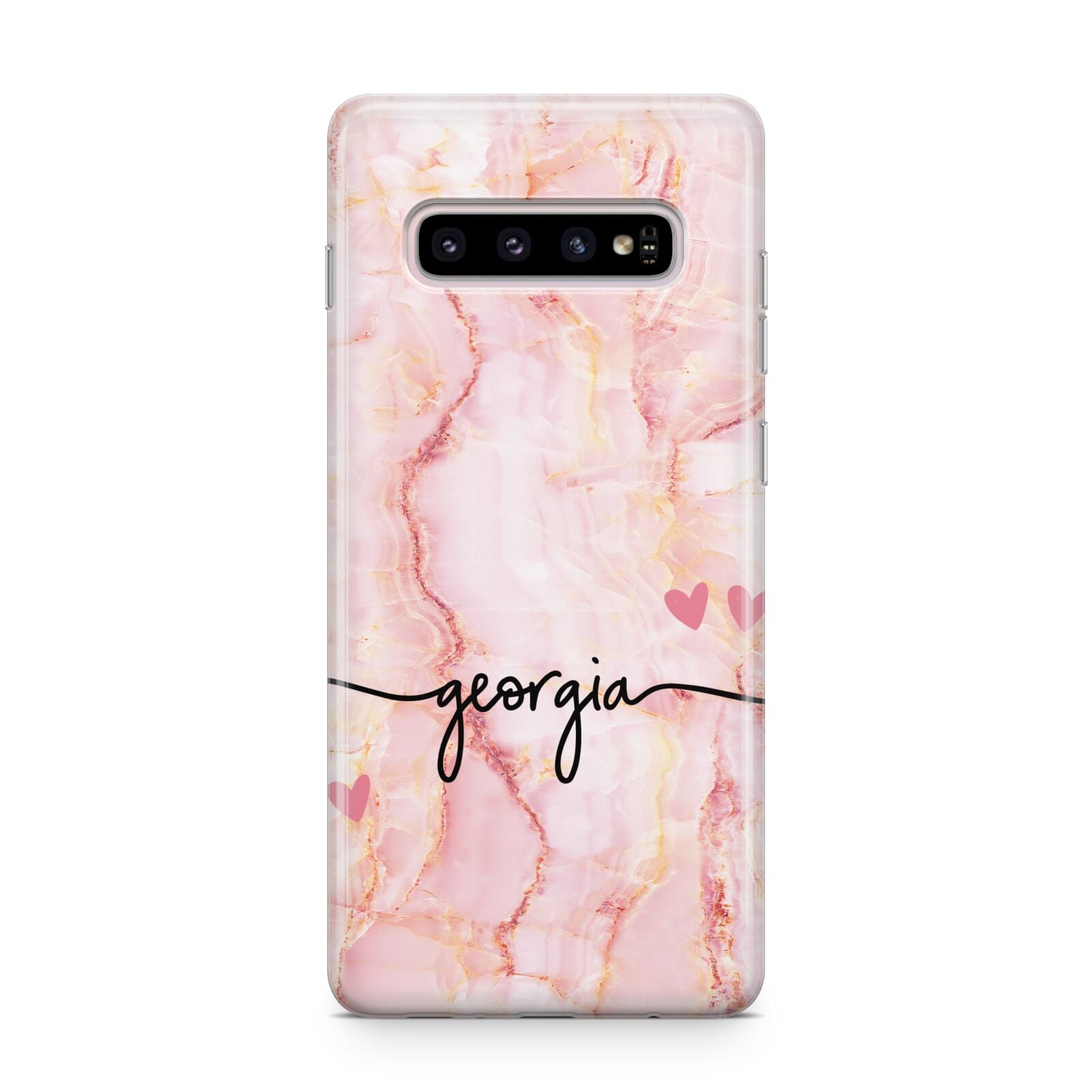 Personalised Pink Gold Agate Handwriting Text Samsung Galaxy S10 Plus Case