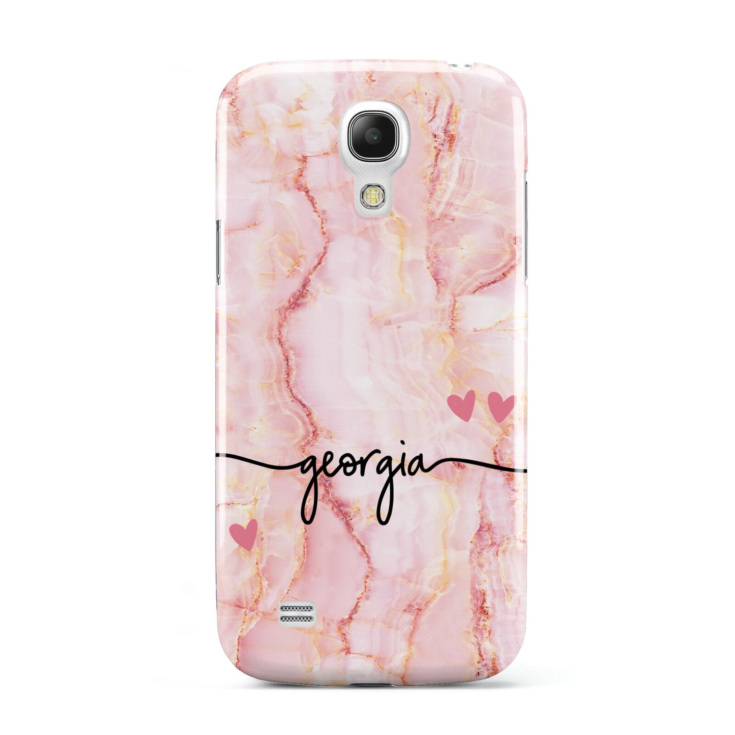 Personalised Pink Gold Agate Handwriting Text Samsung Galaxy S4 Mini Case