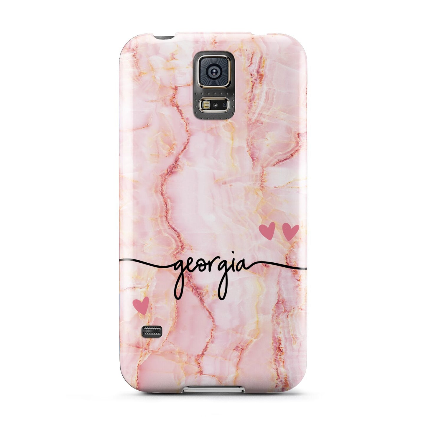 Personalised Pink Gold Agate Handwriting Text Samsung Galaxy S5 Case