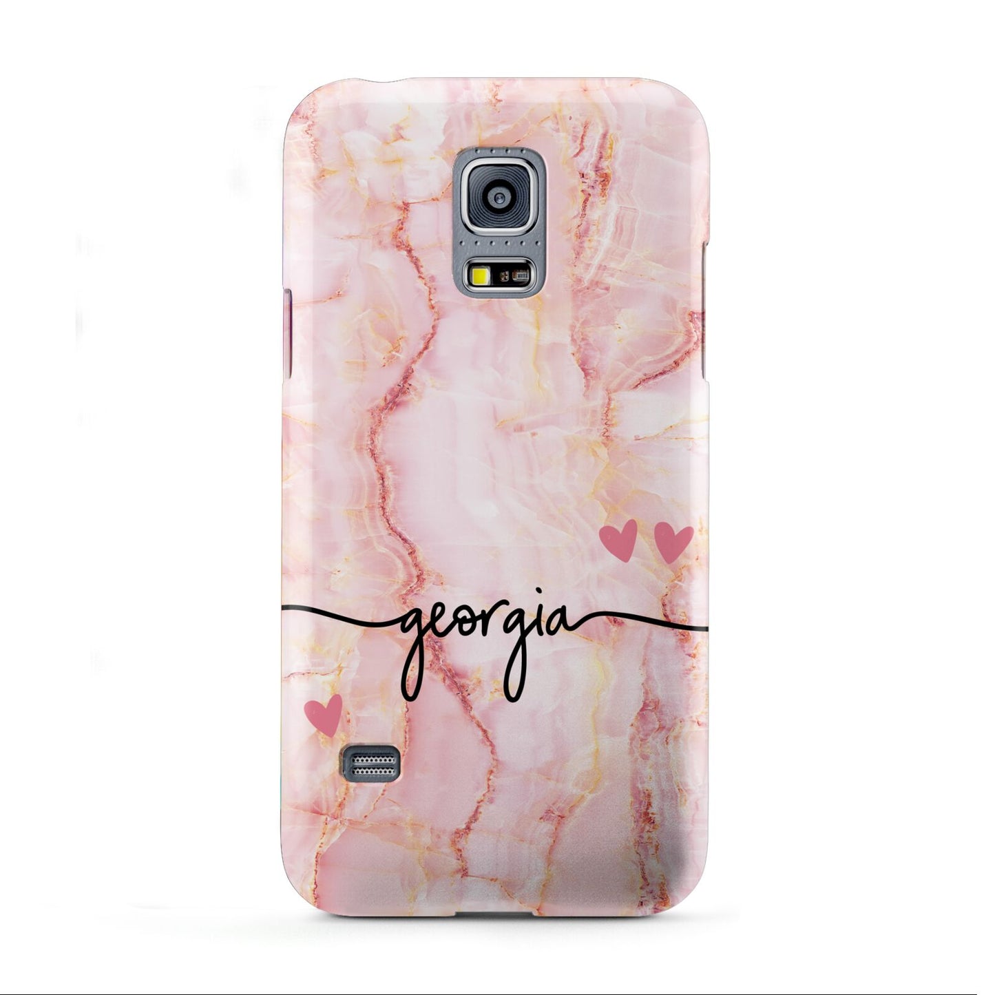 Personalised Pink Gold Agate Handwriting Text Samsung Galaxy S5 Mini Case