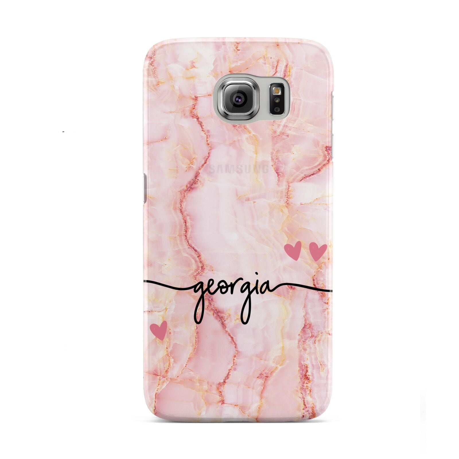 Personalised Pink Gold Agate Handwriting Text Samsung Galaxy S6 Case