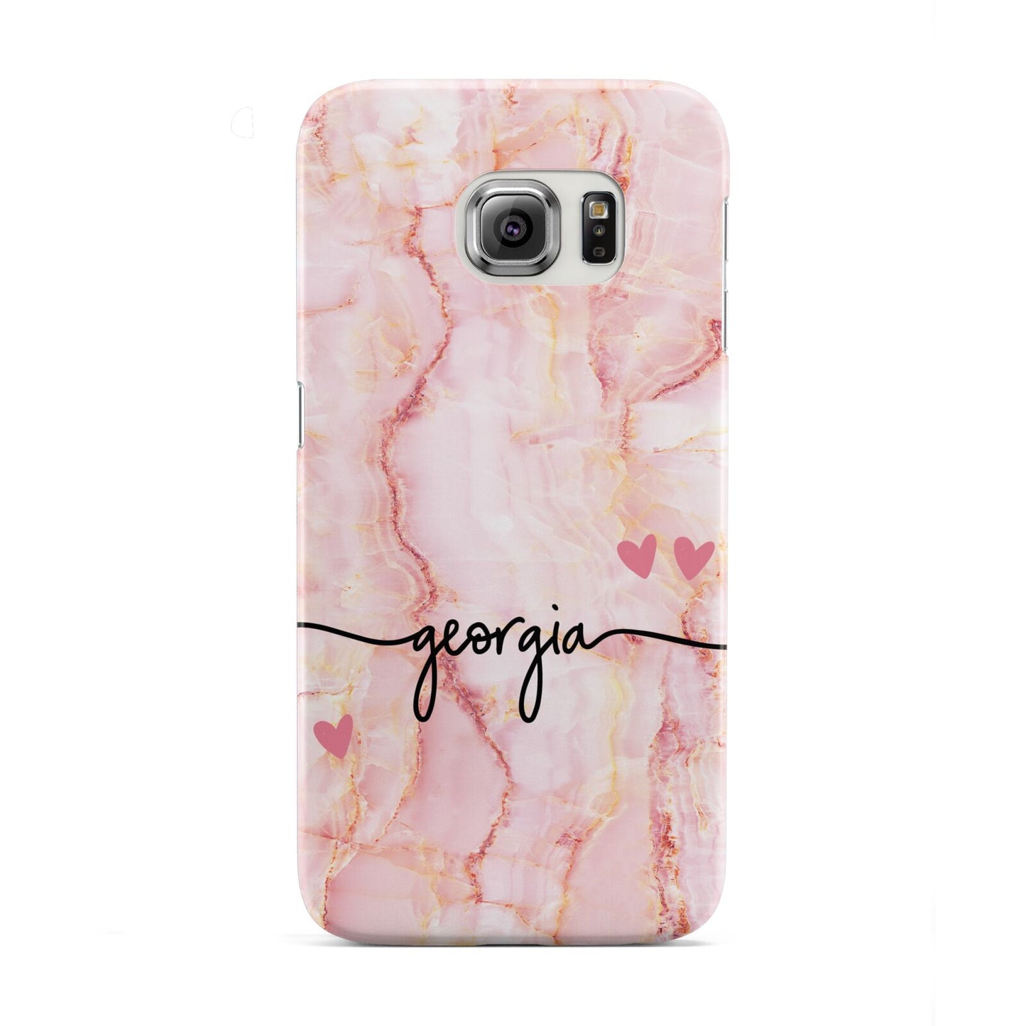 Personalised Pink Gold Agate Handwriting Text Samsung Galaxy S6 Edge Case