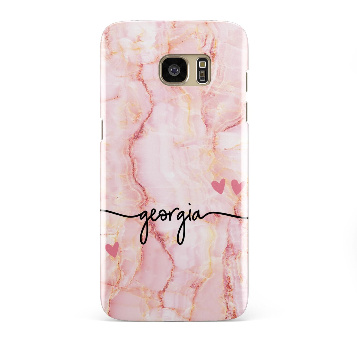 Personalised Pink Gold Agate Handwriting Text Samsung Galaxy S7 Edge Case