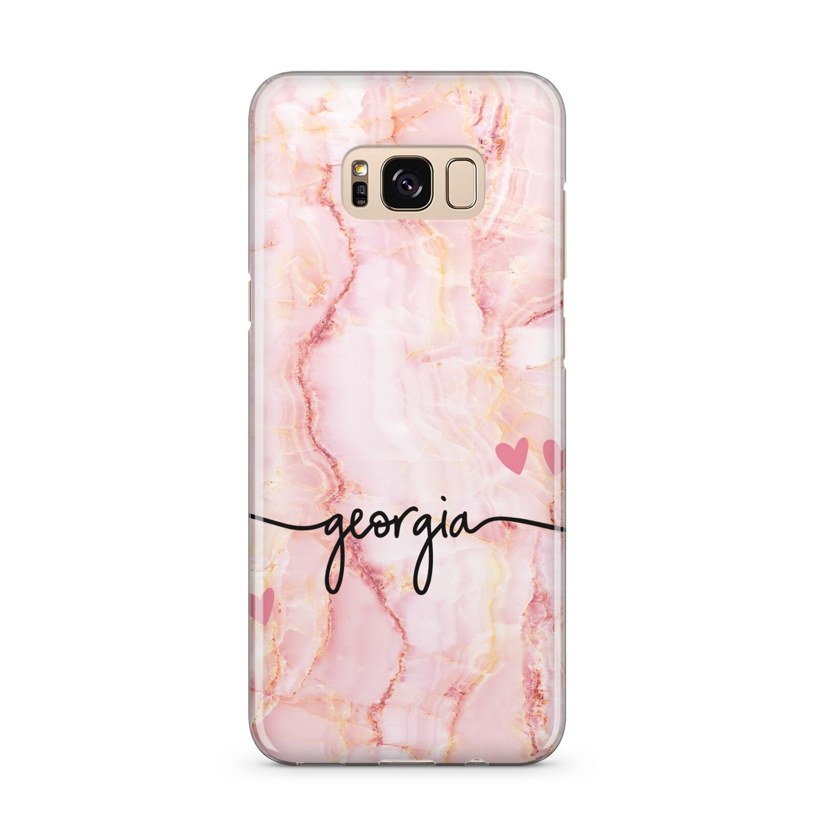 Personalised Pink Gold Agate Handwriting Text Samsung Galaxy S8 Plus Case