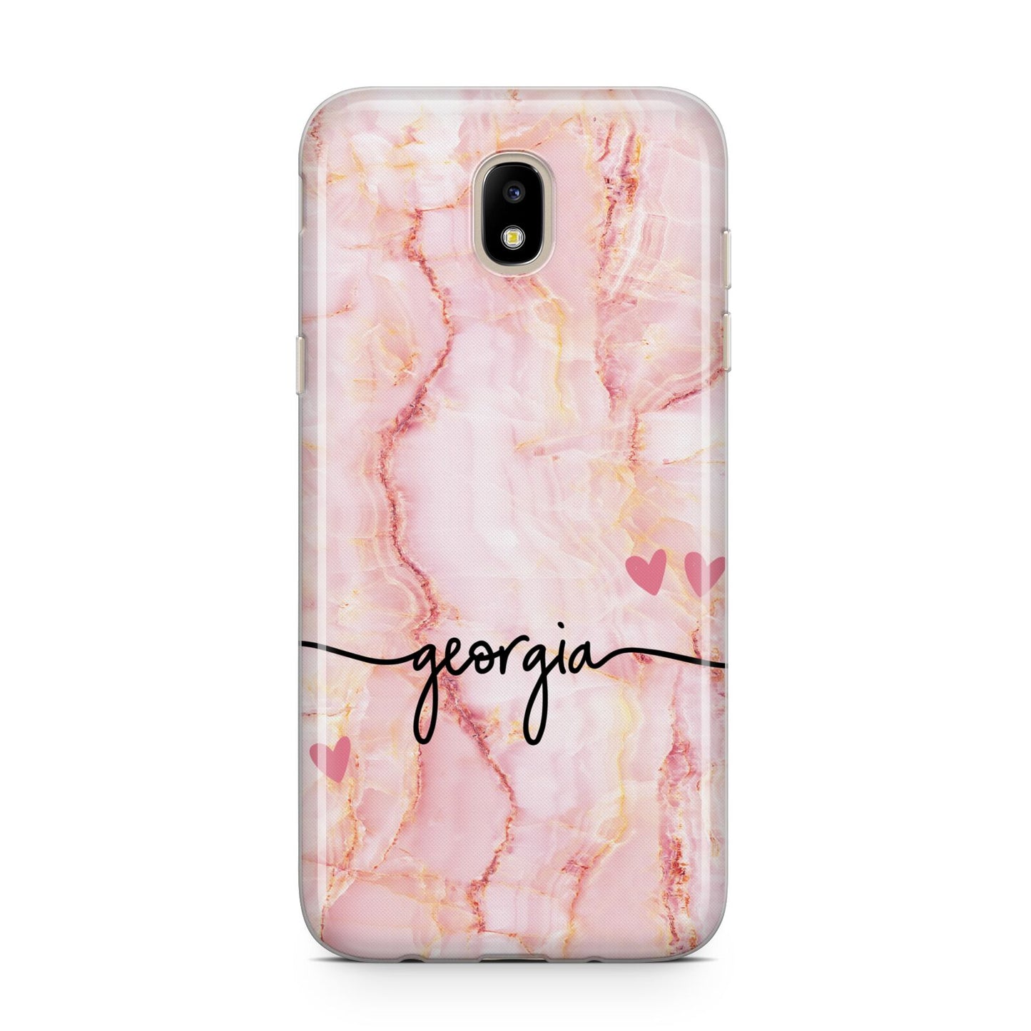 Personalised Pink Gold Agate Handwriting Text Samsung J5 2017 Case