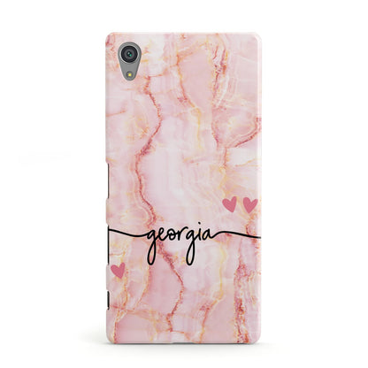 Personalised Pink Gold Agate Handwriting Text Sony Xperia Case