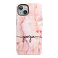 Personalised Pink Gold Agate Handwriting Text iPhone 13 Full Wrap 3D Tough Case