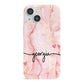 Personalised Pink Gold Agate Handwriting Text iPhone 13 Mini Full Wrap 3D Snap Case