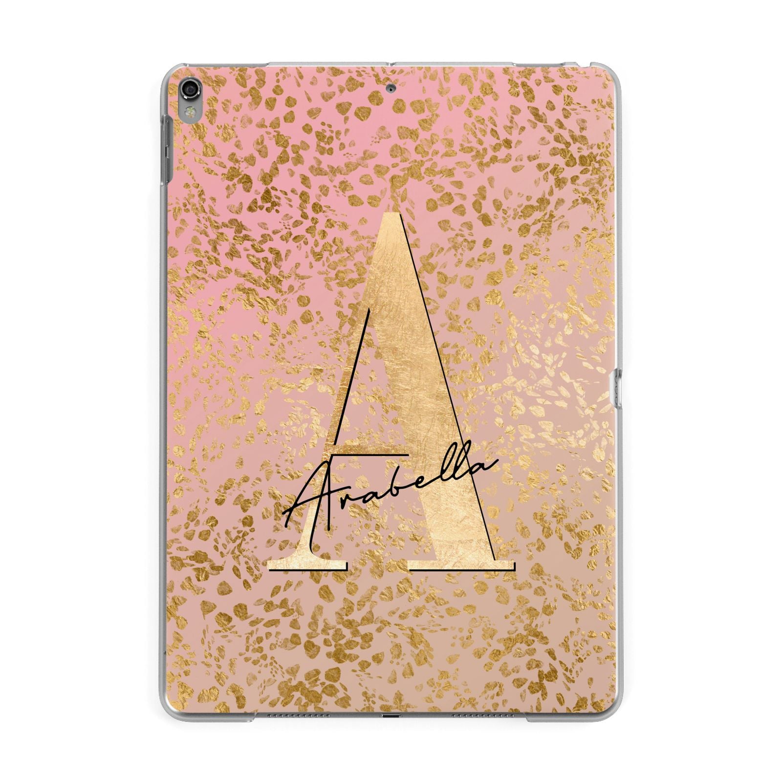 Personalised Pink Gold Cheetah Apple iPad Grey Case