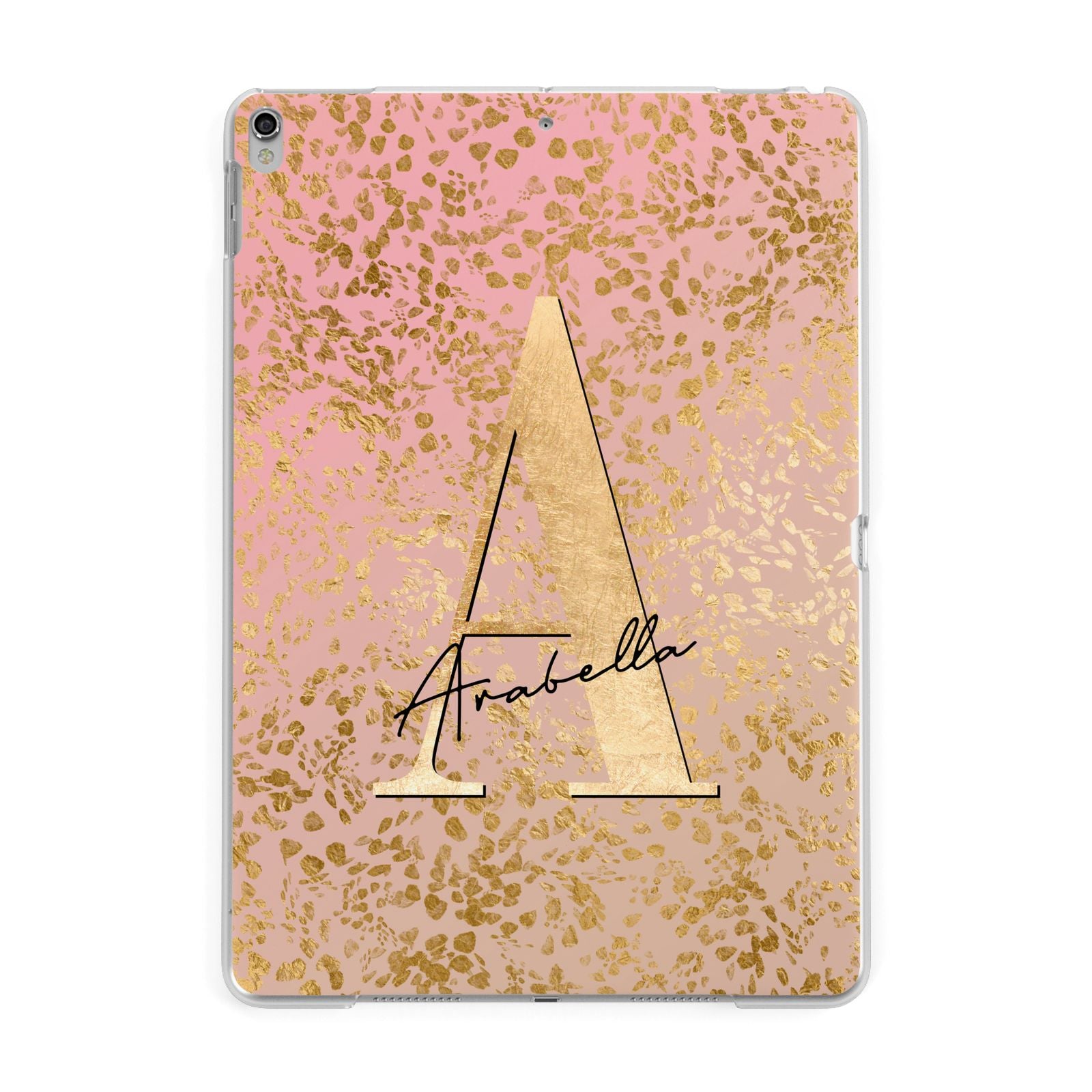 Personalised Pink Gold Cheetah Apple iPad Silver Case