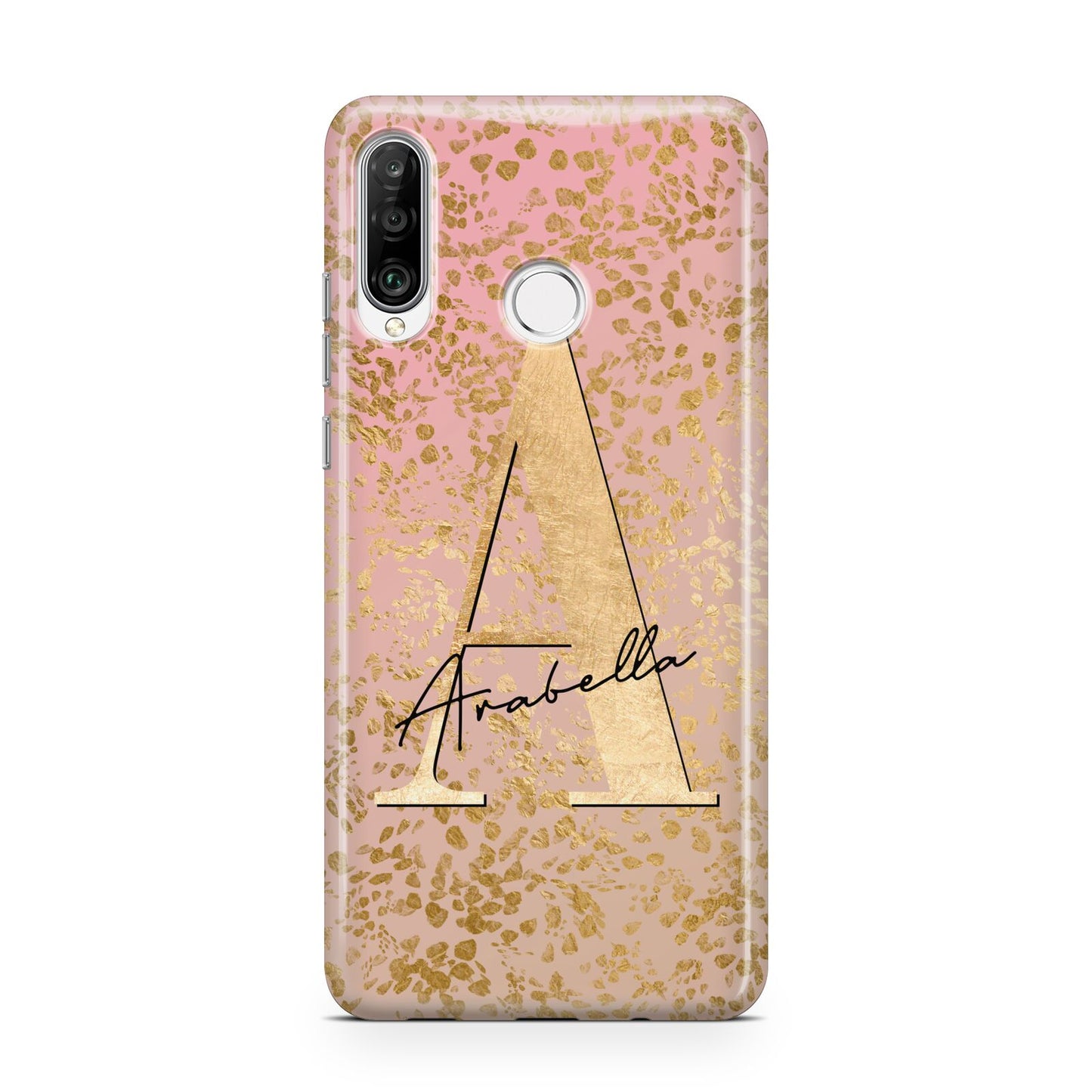 Personalised Pink Gold Cheetah Huawei P30 Lite Phone Case