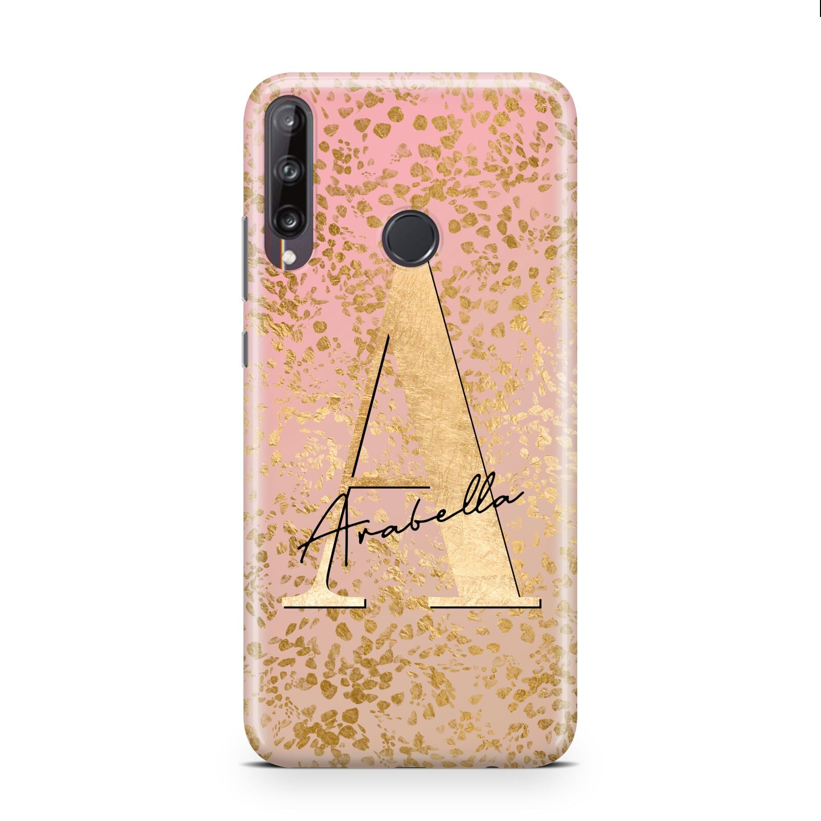 Personalised Pink Gold Cheetah Huawei P40 Lite E Phone Case