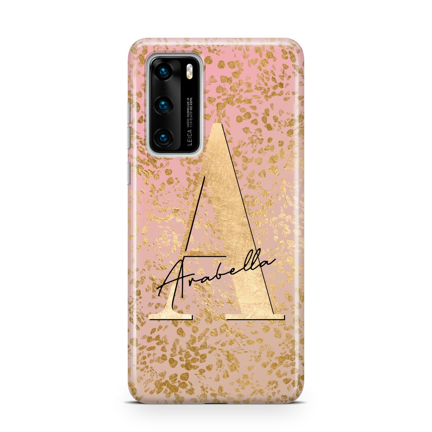 Personalised Pink Gold Cheetah Huawei P40 Phone Case