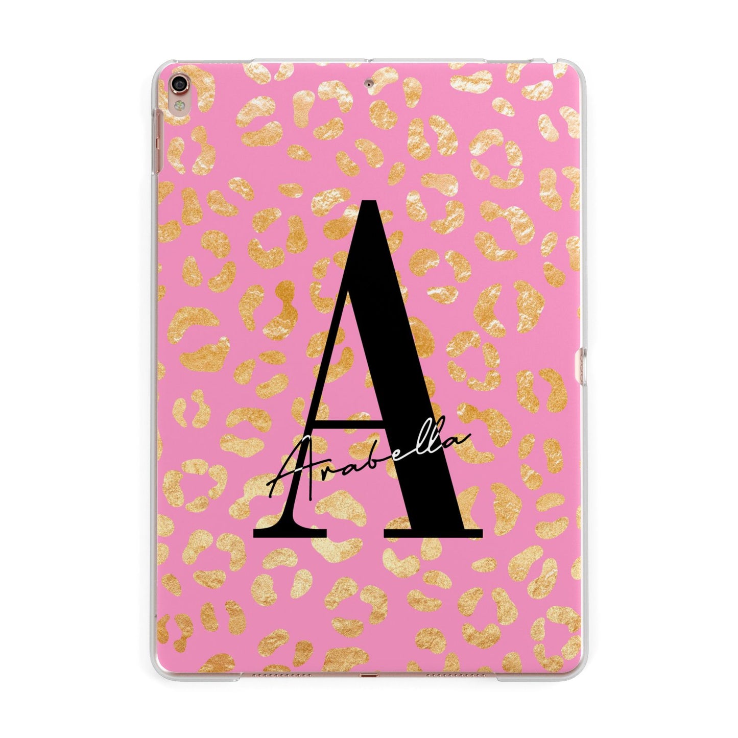 Personalised Pink Gold Leopard Print Apple iPad Rose Gold Case