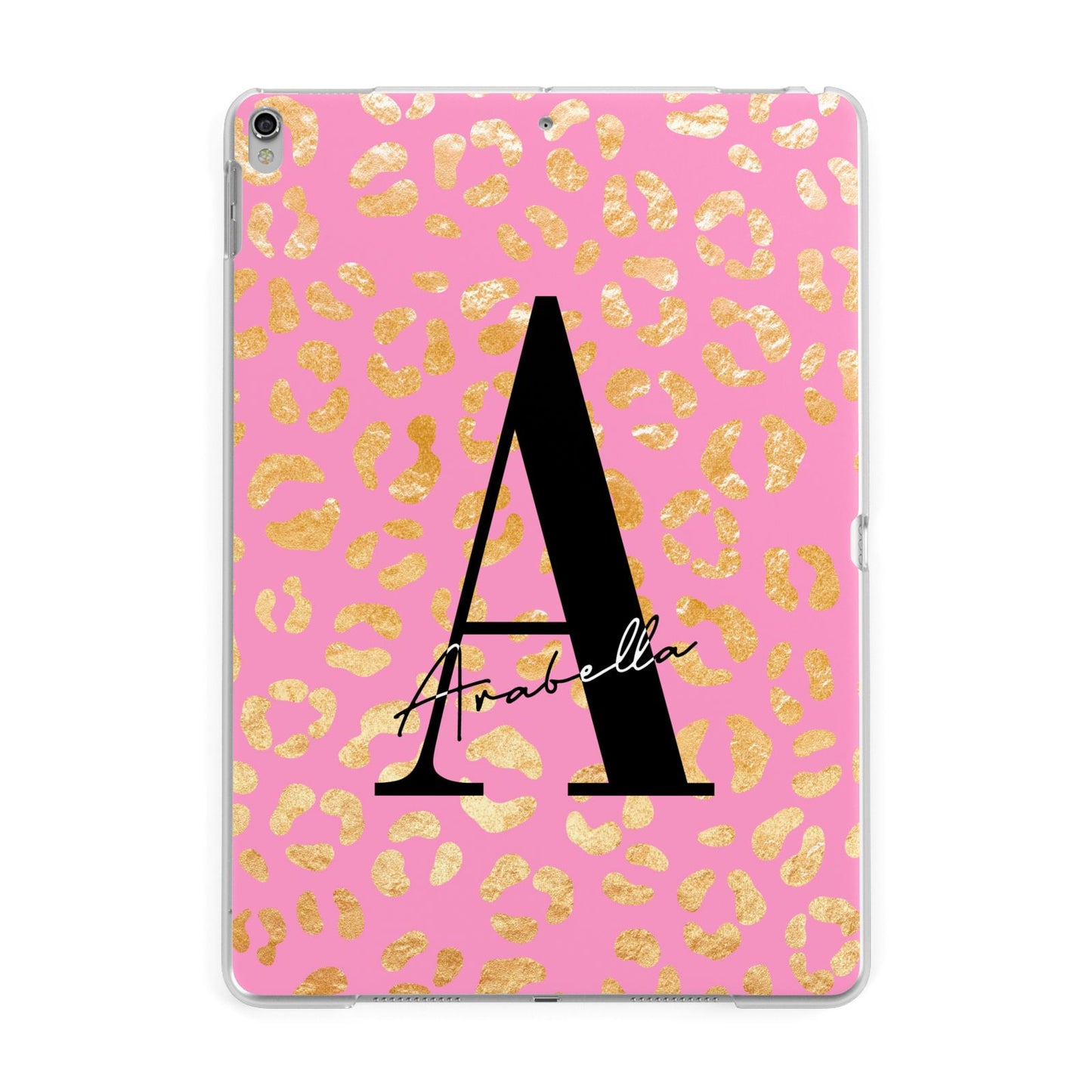 Personalised Pink Gold Leopard Print Apple iPad Silver Case