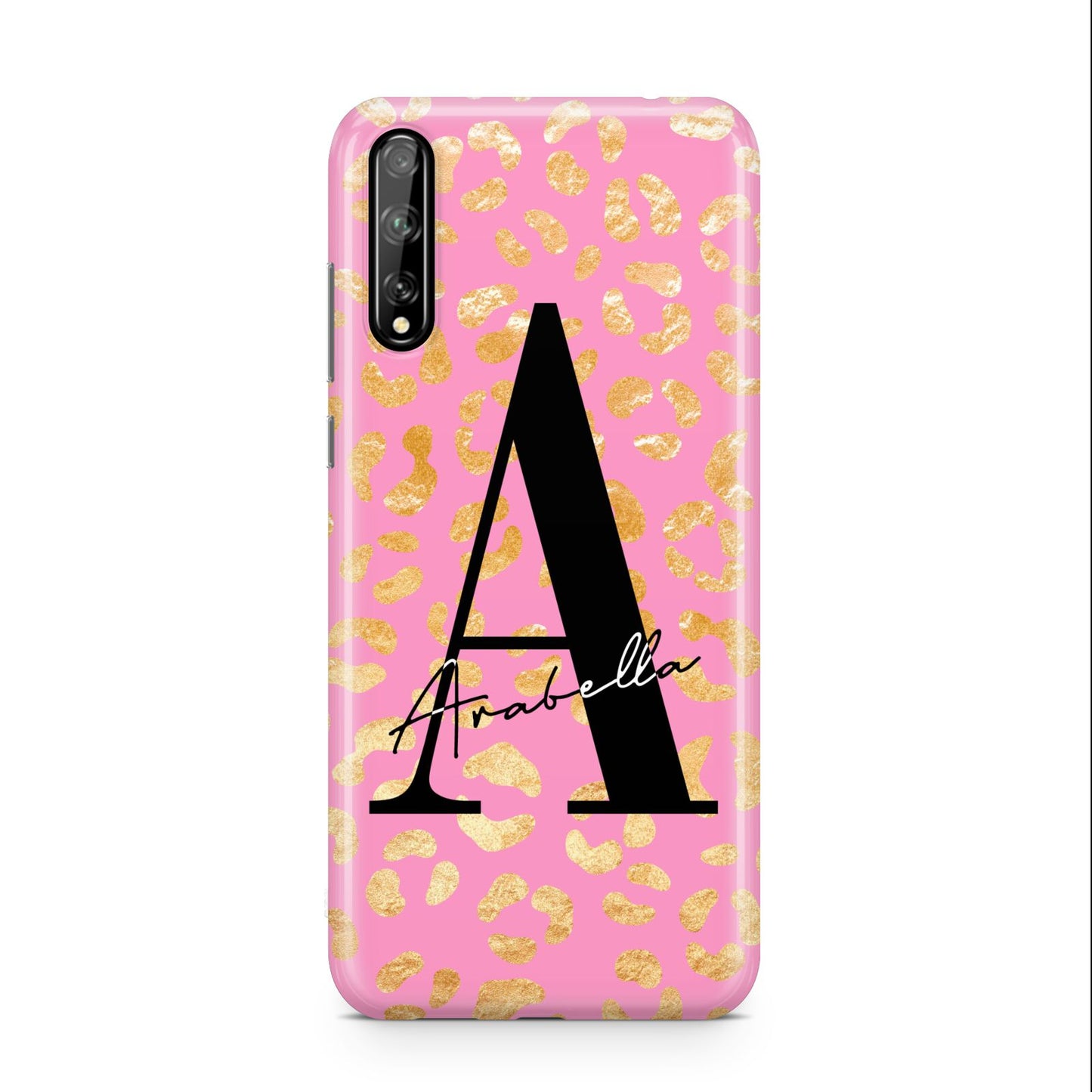 Personalised Pink Gold Leopard Print Huawei Enjoy 10s Phone Case