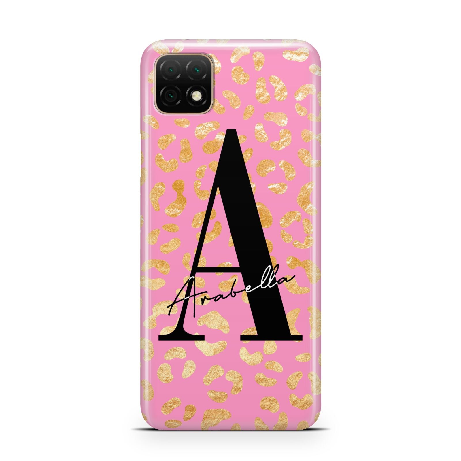 Personalised Pink Gold Leopard Print Huawei Enjoy 20 Phone Case