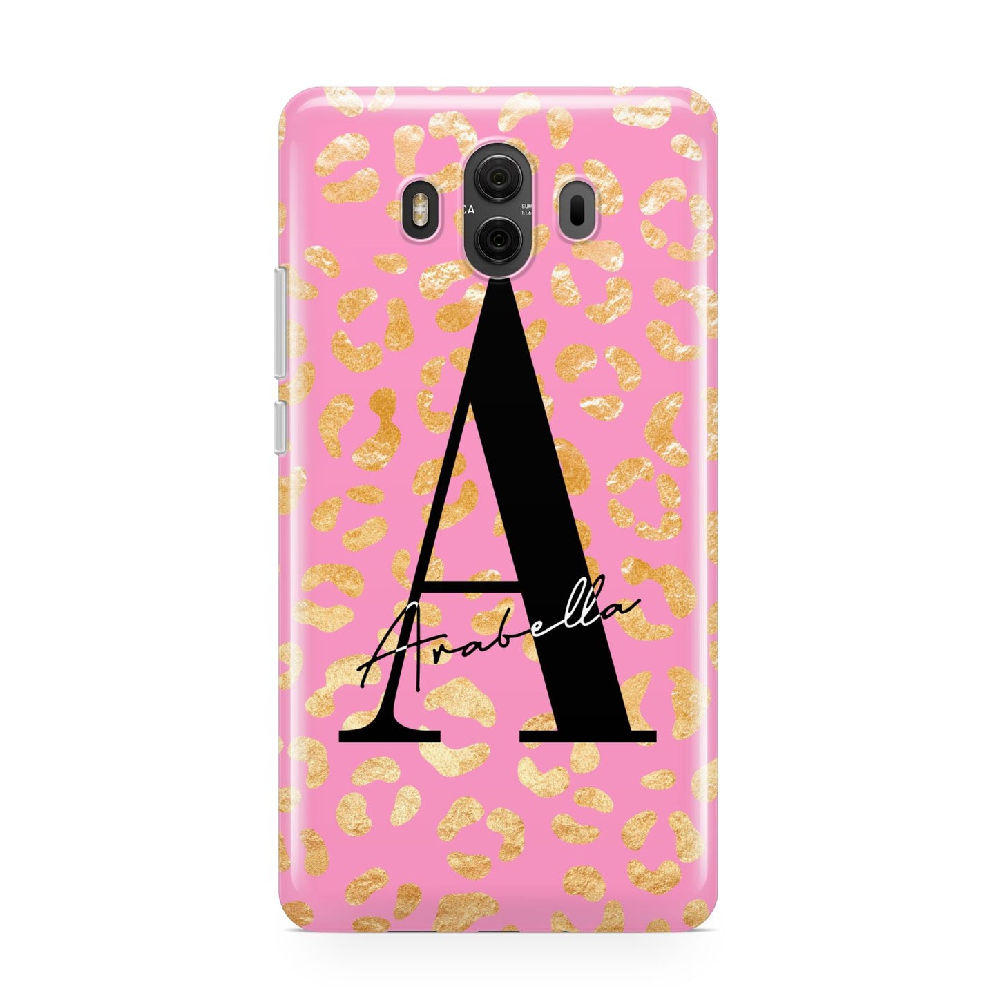 Personalised Pink Gold Leopard Print Huawei Mate 10 Protective Phone Case