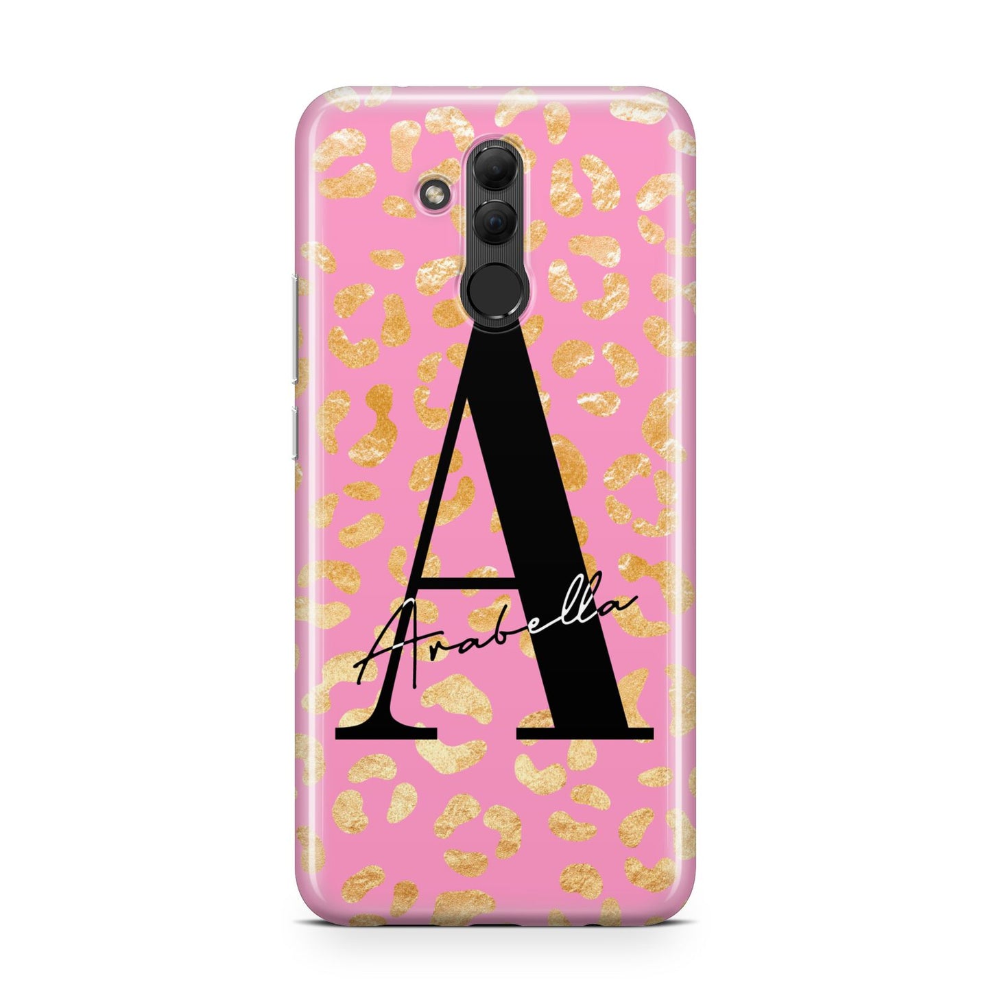 Personalised Pink Gold Leopard Print Huawei Mate 20 Lite