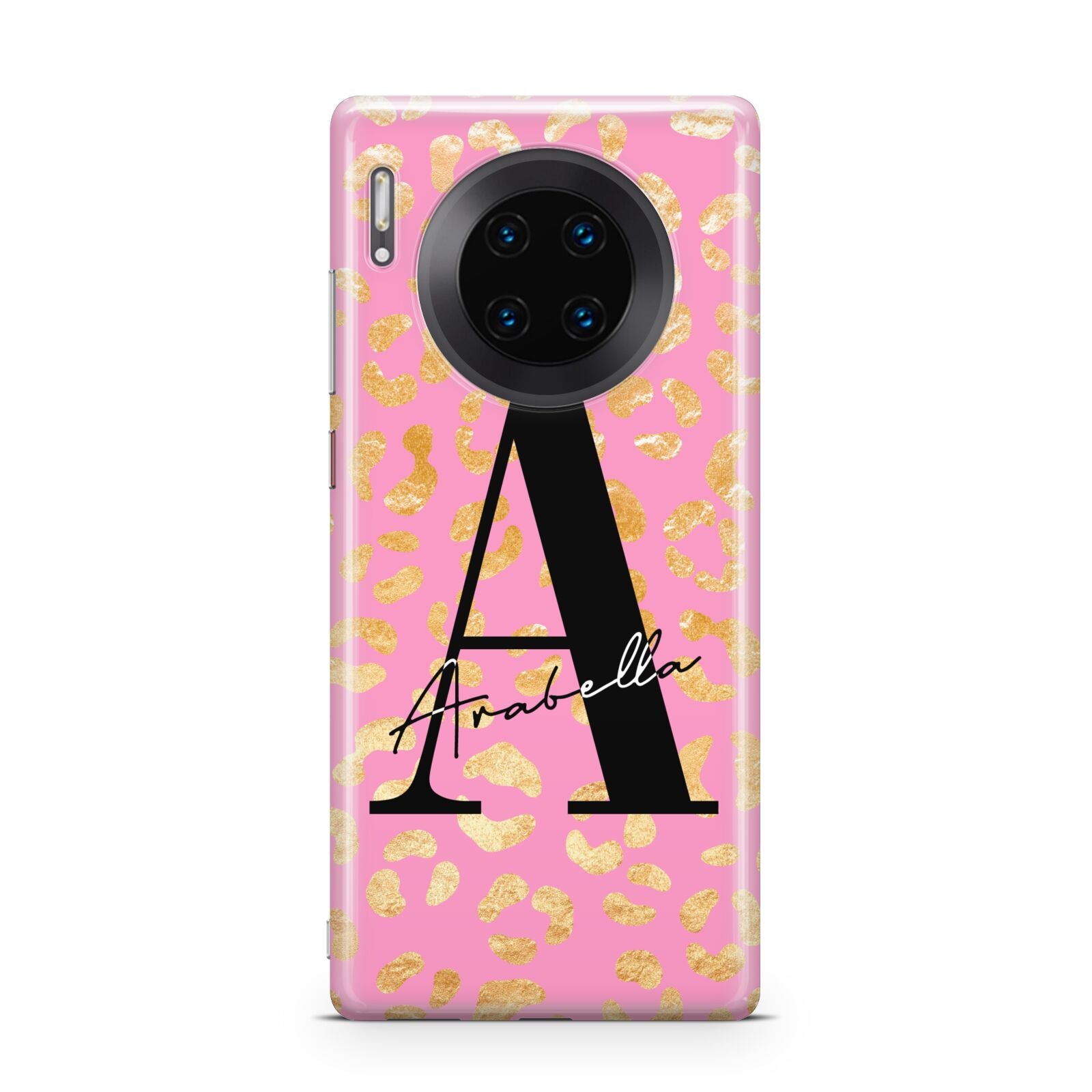 Personalised Pink Gold Leopard Print Huawei Mate 30 Pro Phone Case