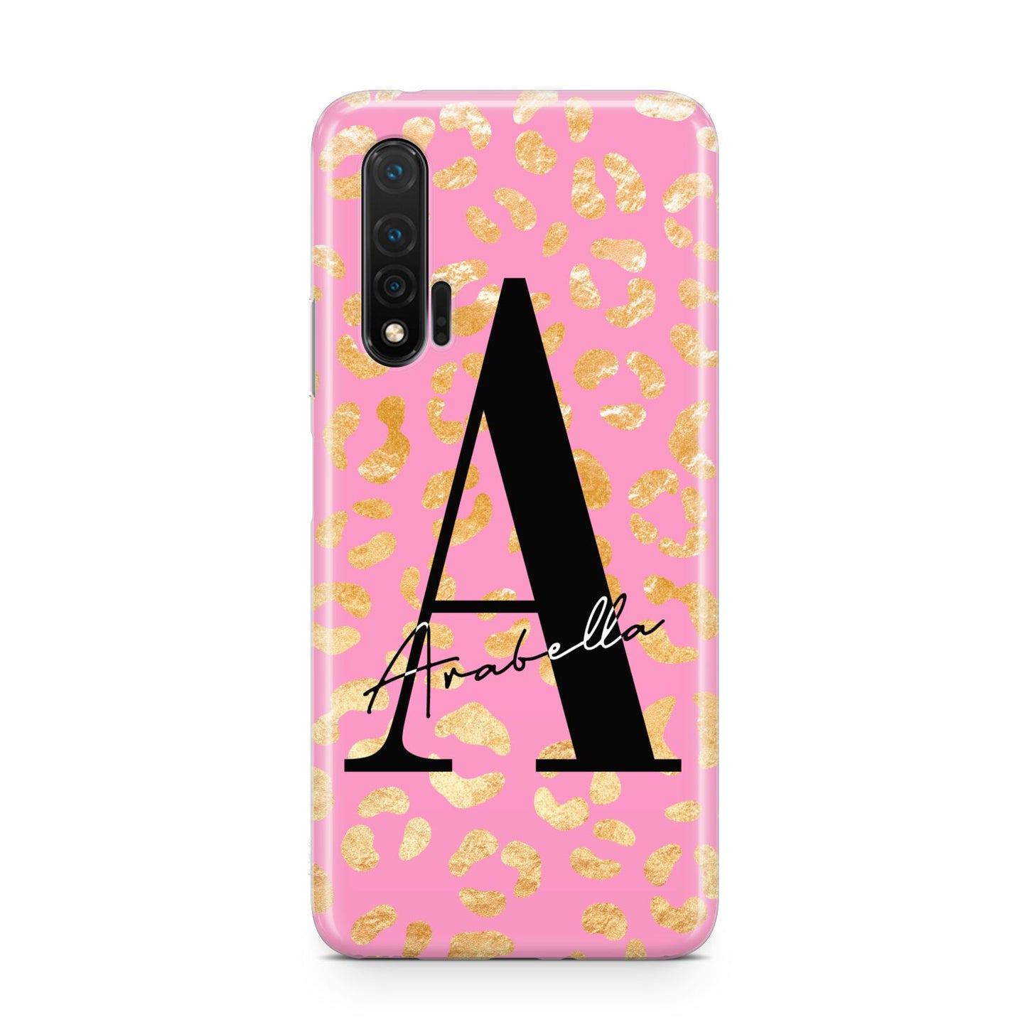 Personalised Pink Gold Leopard Print Huawei Nova 6 Phone Case