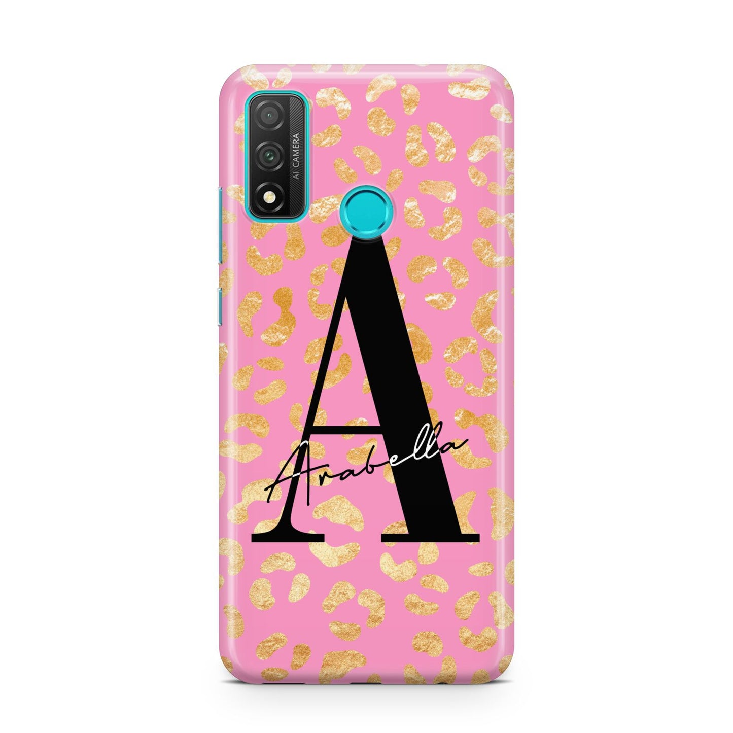 Personalised Pink Gold Leopard Print Huawei P Smart 2020