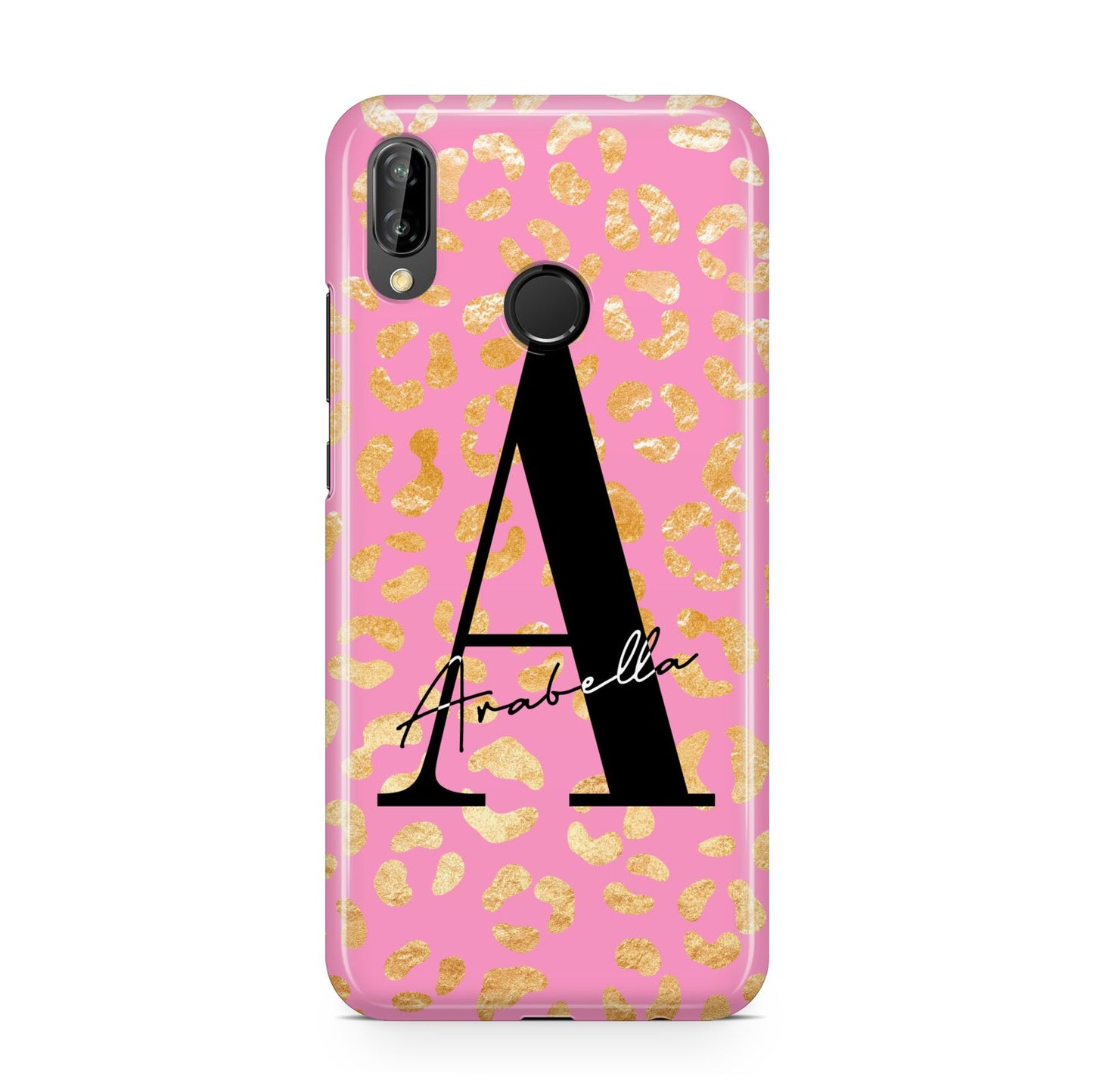 Personalised Pink Gold Leopard Print Huawei P20 Lite Phone Case