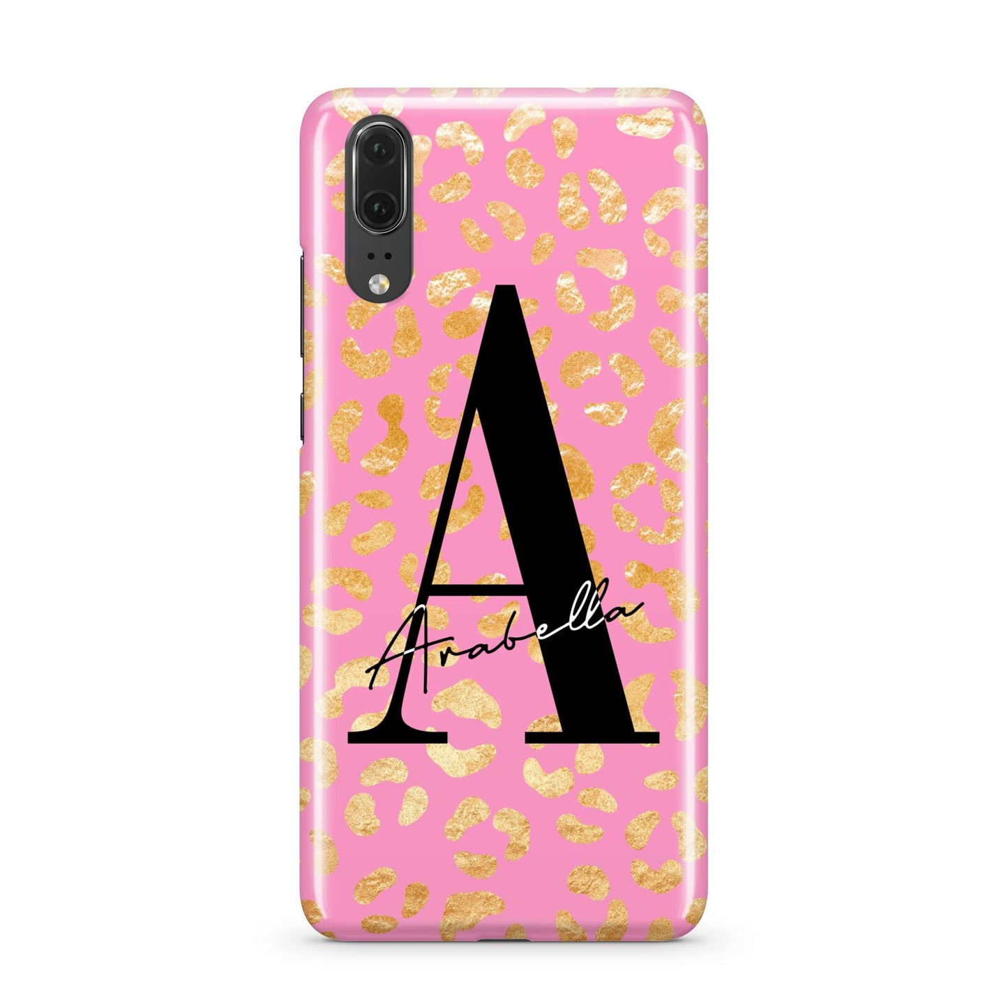 Personalised Pink Gold Leopard Print Huawei P20 Phone Case