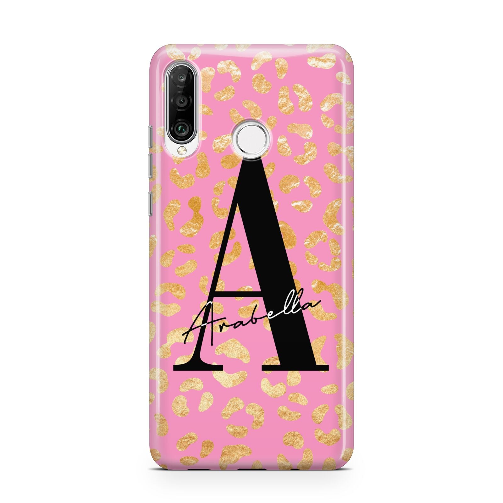 Personalised Pink Gold Leopard Print Huawei P30 Lite Phone Case