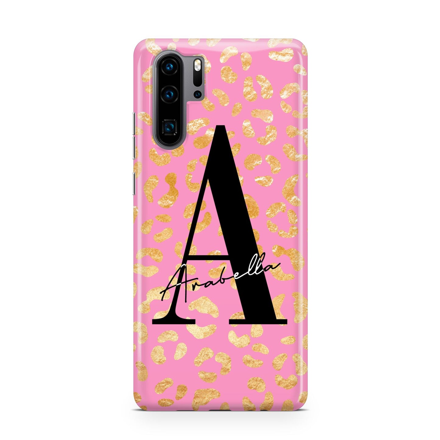 Personalised Pink Gold Leopard Print Huawei P30 Pro Phone Case